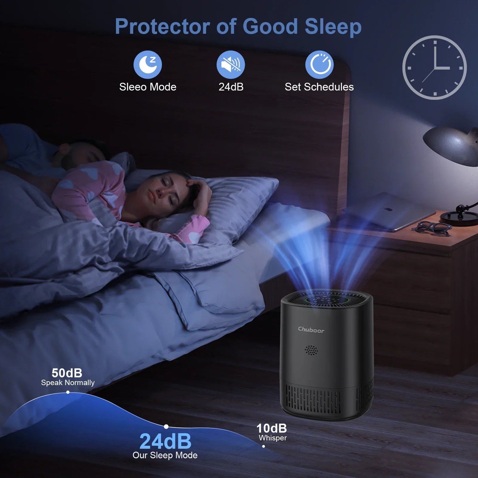 Air Purifier for Bedroom Home with HEPA Filter Smoke Allergies Pet Odor Dust - Image 5