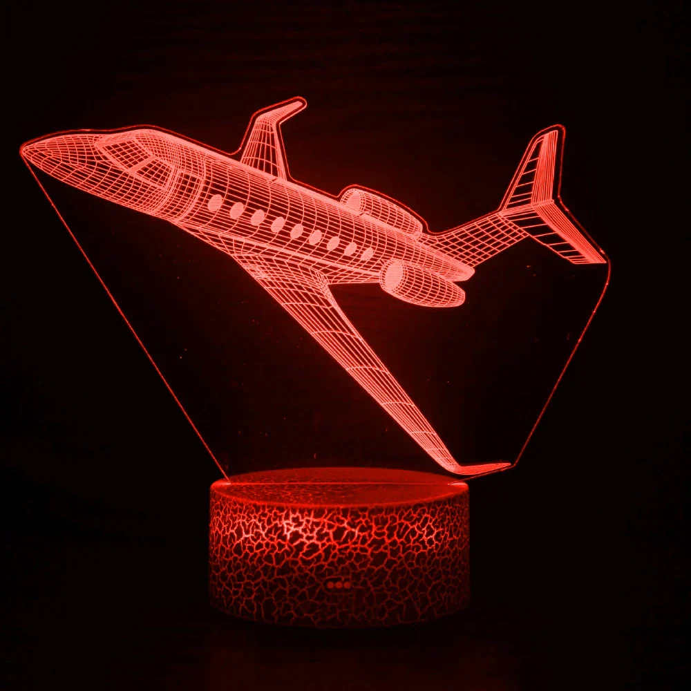 Airplane 3D LED Night Light Kids Bedroom Illusion Lamp USB Bedside Table Decor - Image 2
