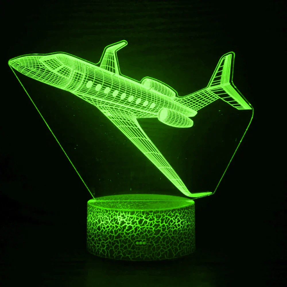 Airplane 3D LED Night Light Kids Bedroom Illusion Lamp USB Bedside Table Decor - Image 3