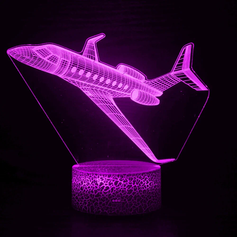 Airplane 3D LED Night Light Kids Bedroom Illusion Lamp USB Bedside Table Decor - Image 4