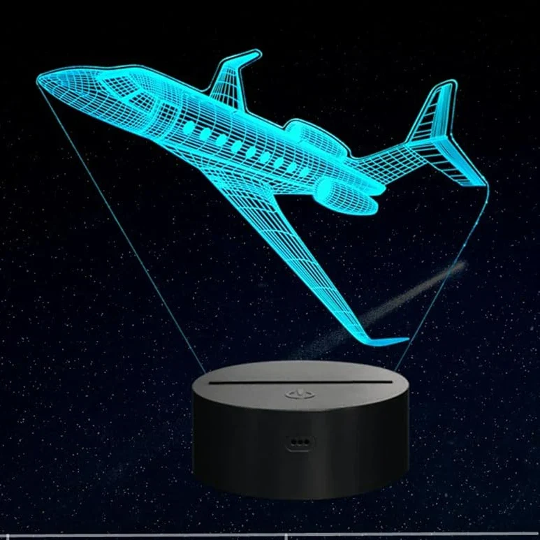 Airplane 3D LED Night Light Kids Bedroom Illusion Lamp USB Bedside Table Decor - Image 6