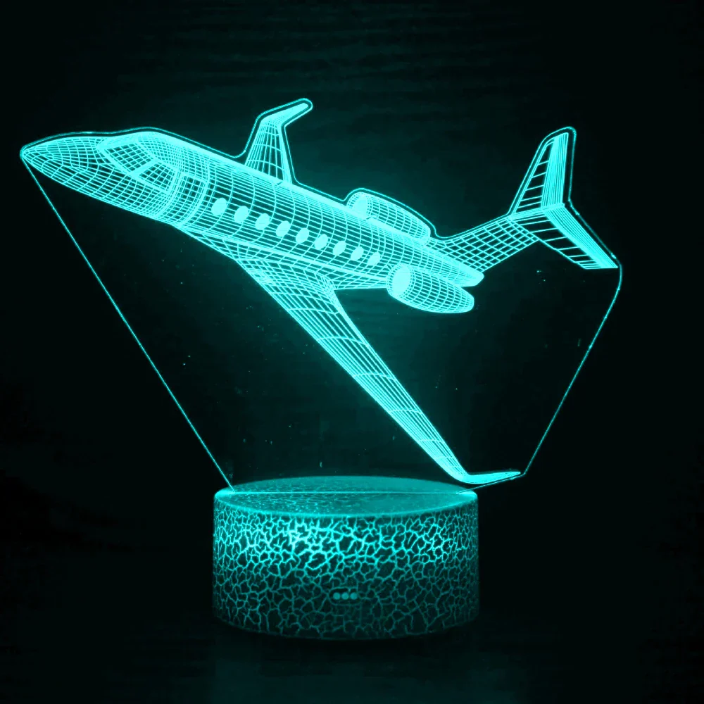 Airplane 3D LED Night Light Kids Bedroom Illusion Lamp USB Bedside Table Decor - Image 7