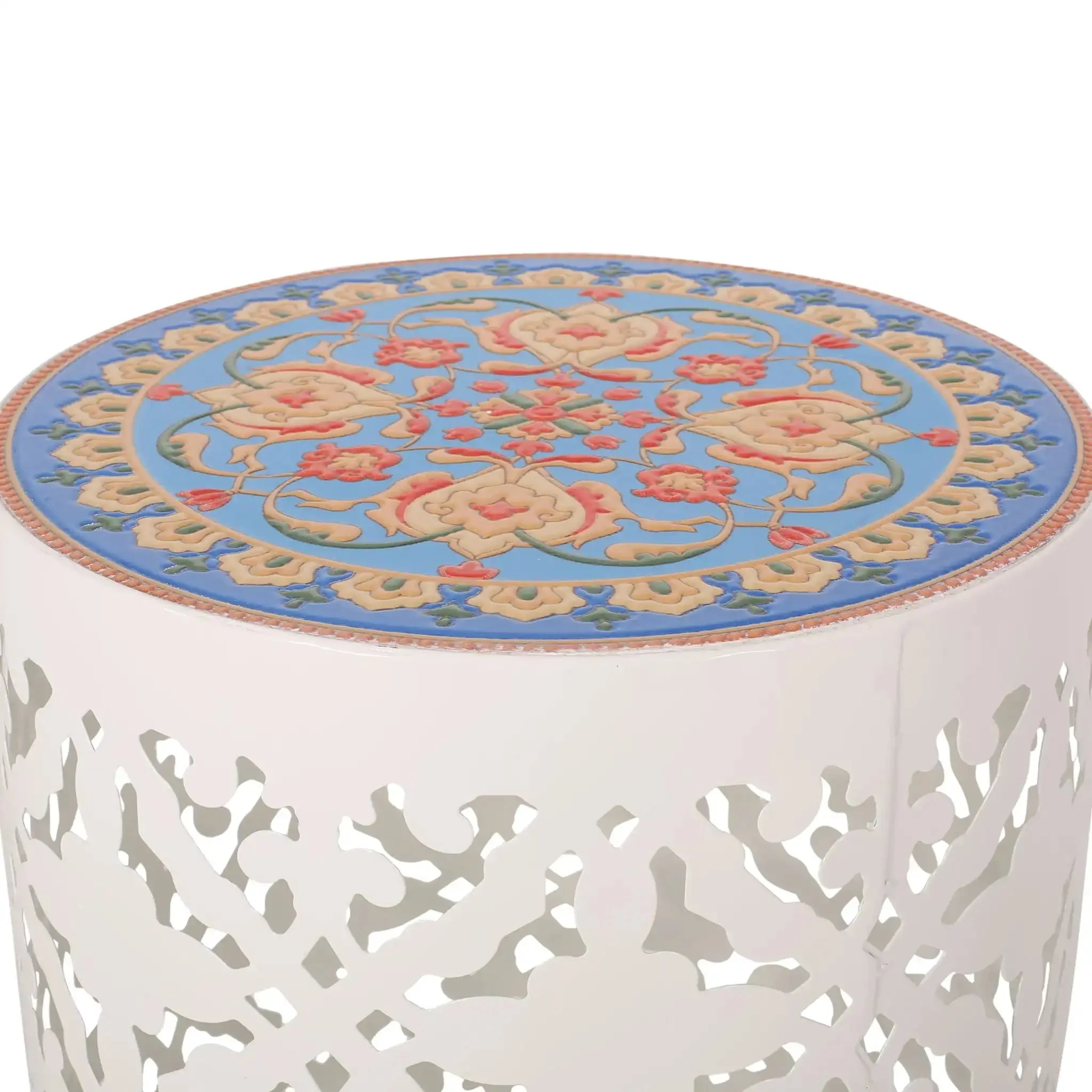 Airy - Outdoor Side Table with Lace Cut Design and Metal Frame - Image 2