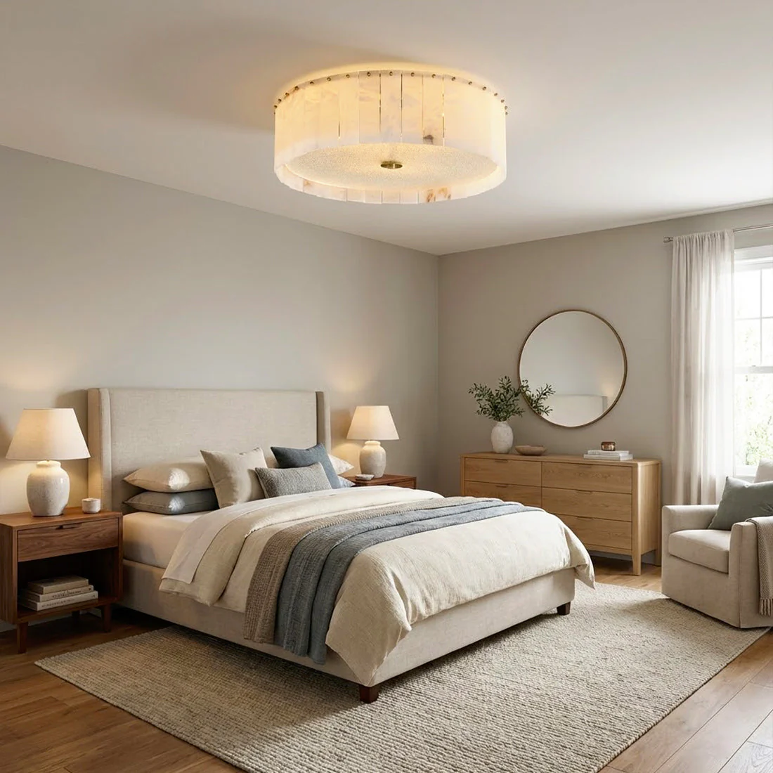 Alabaster Flush Mount Ceiling Light 18" 24" E14 Dimmable Fixture - Image 11