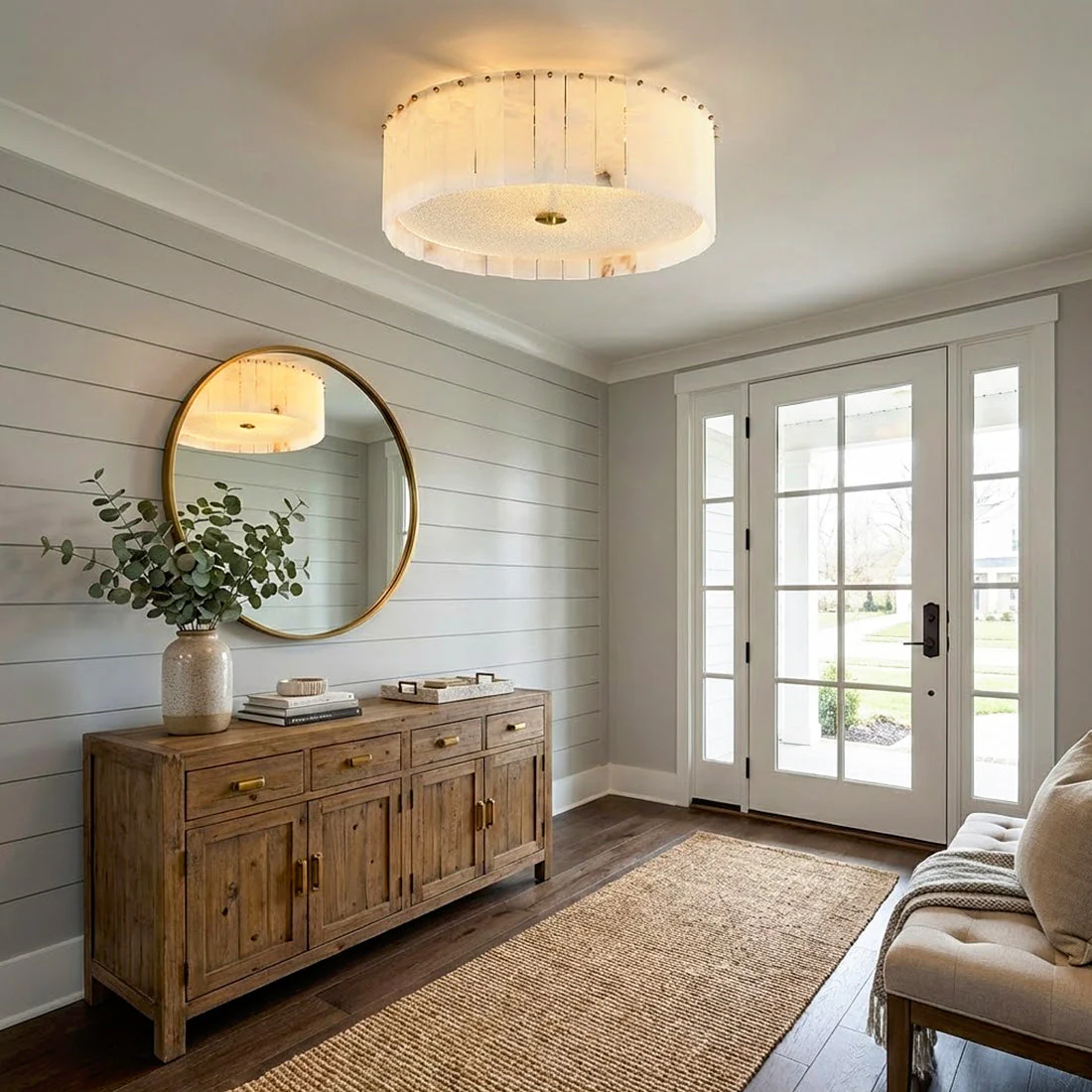 Alabaster Flush Mount Ceiling Light 18" 24" E14 Dimmable Fixture - Image 4