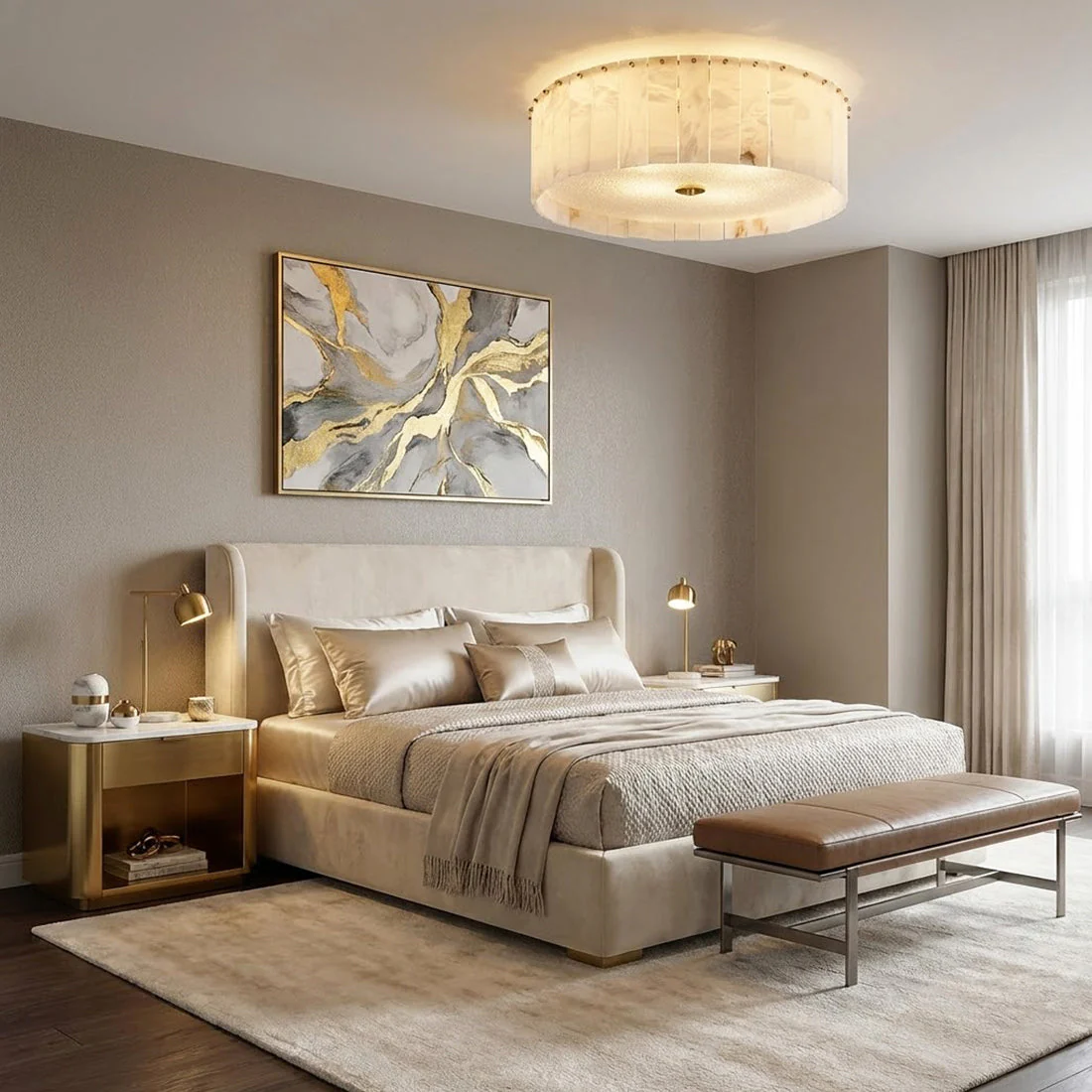 Alabaster Flush Mount Ceiling Light 18" 24" E14 Dimmable Fixture - Image 5