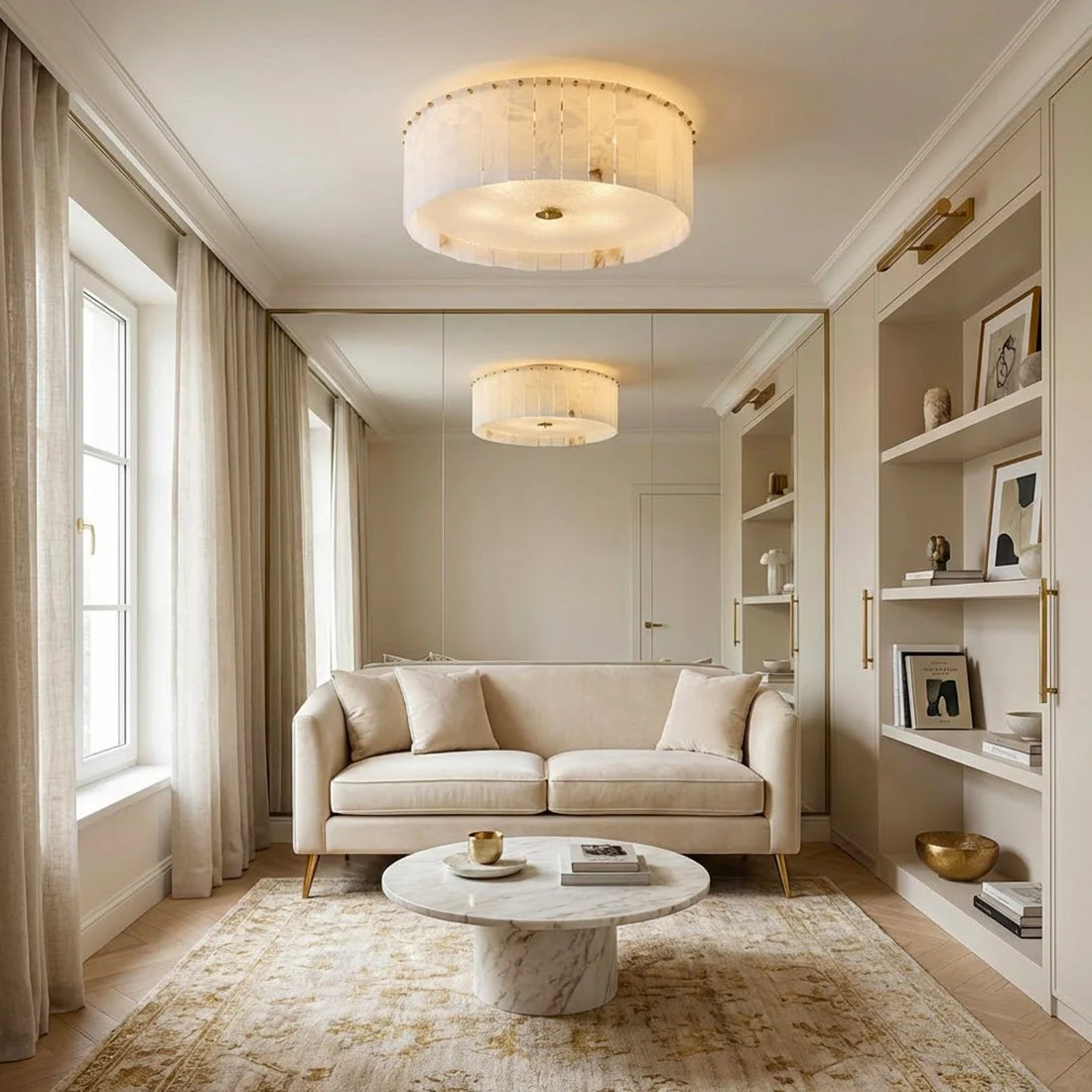 Alabaster Flush Mount Ceiling Light 18" 24" E14 Dimmable Fixture - Image 7