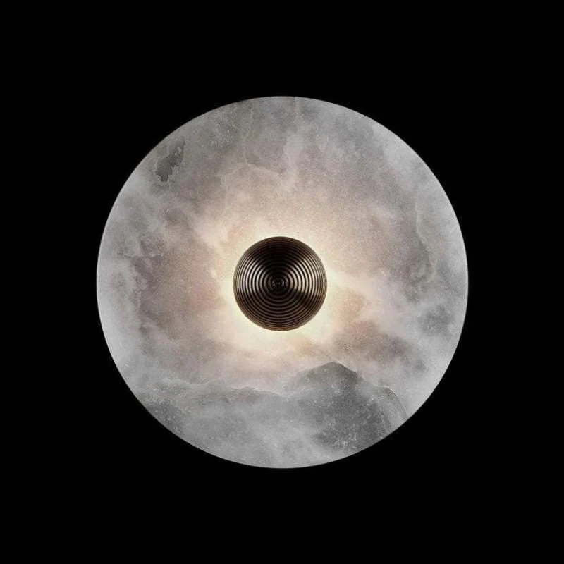 Alabaster LED Wall Light Brass Round Flush Mount 6"–14" Fixture - Image 5