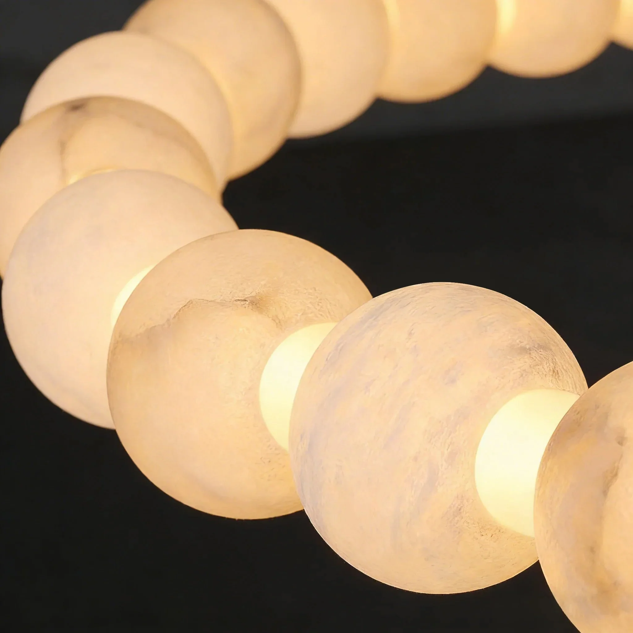 Alabaster Ring Chandelier – Gold Beaded LED Luxury Ceiling Light - Image 24