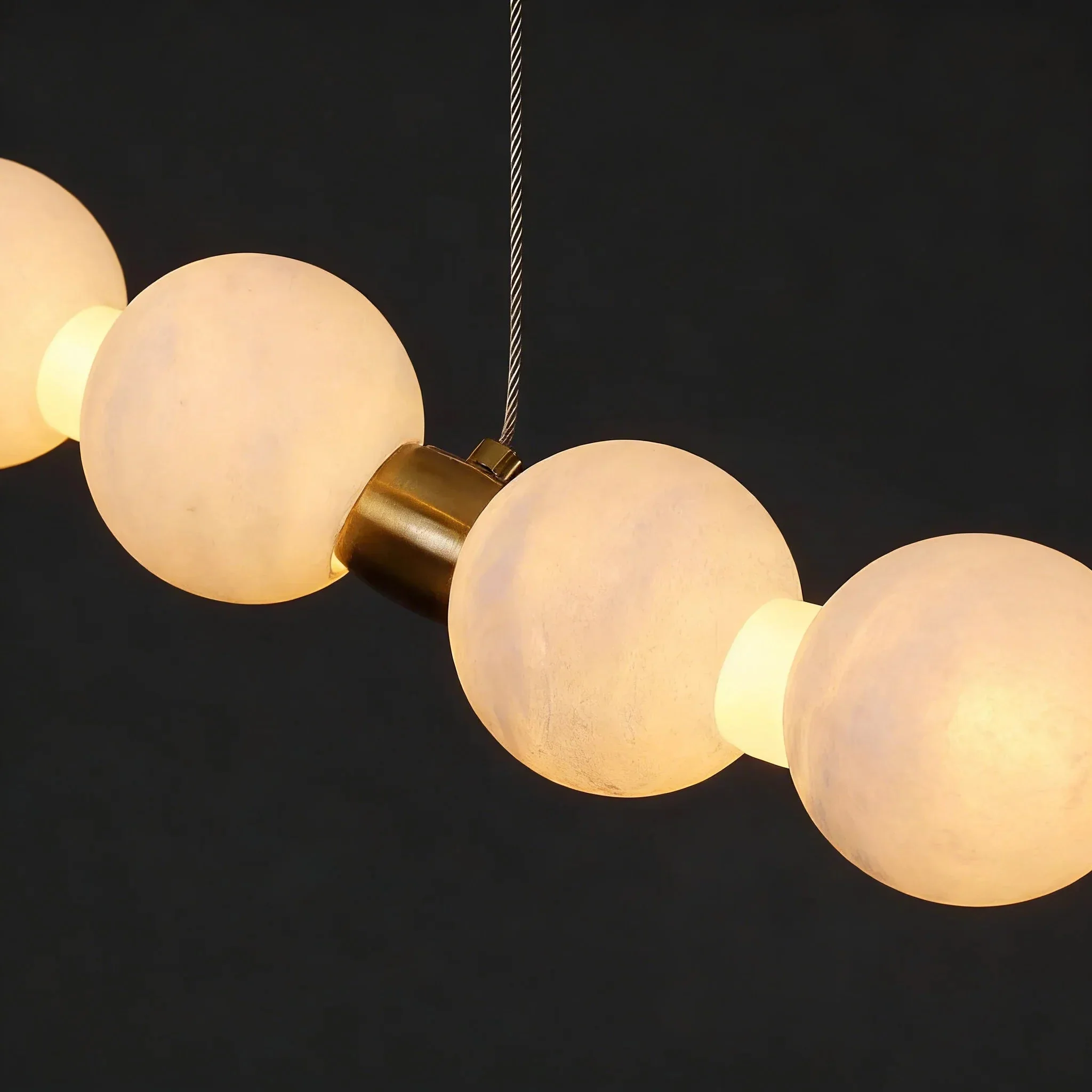 Alabaster Ring Chandelier – Gold Beaded LED Luxury Ceiling Light - Image 25