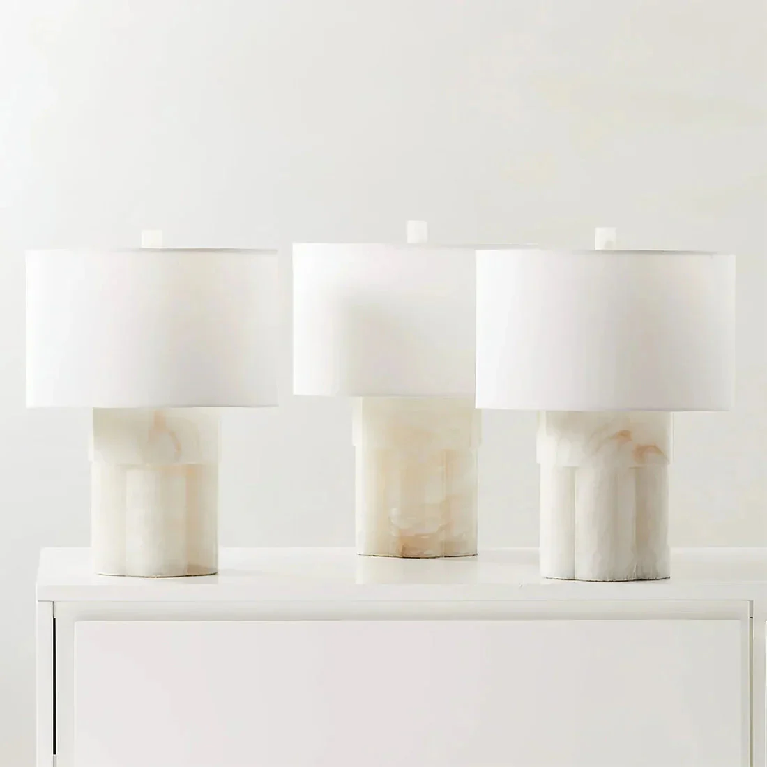 Alabaster Table Lamp with Drum Shade E26 Dimmable 12.9" Light - Image 12