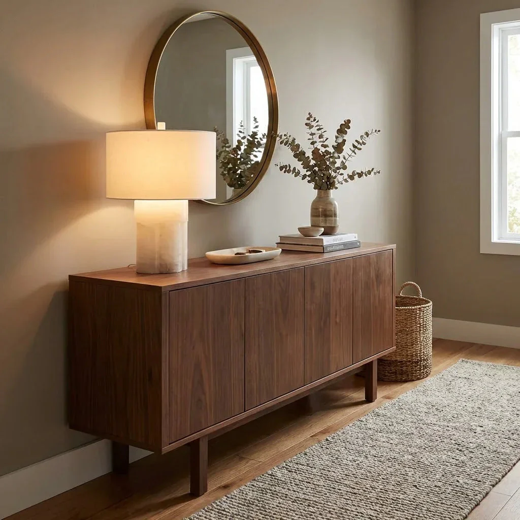 Alabaster Table Lamp with Drum Shade E26 Dimmable 12.9" Light - Image 8