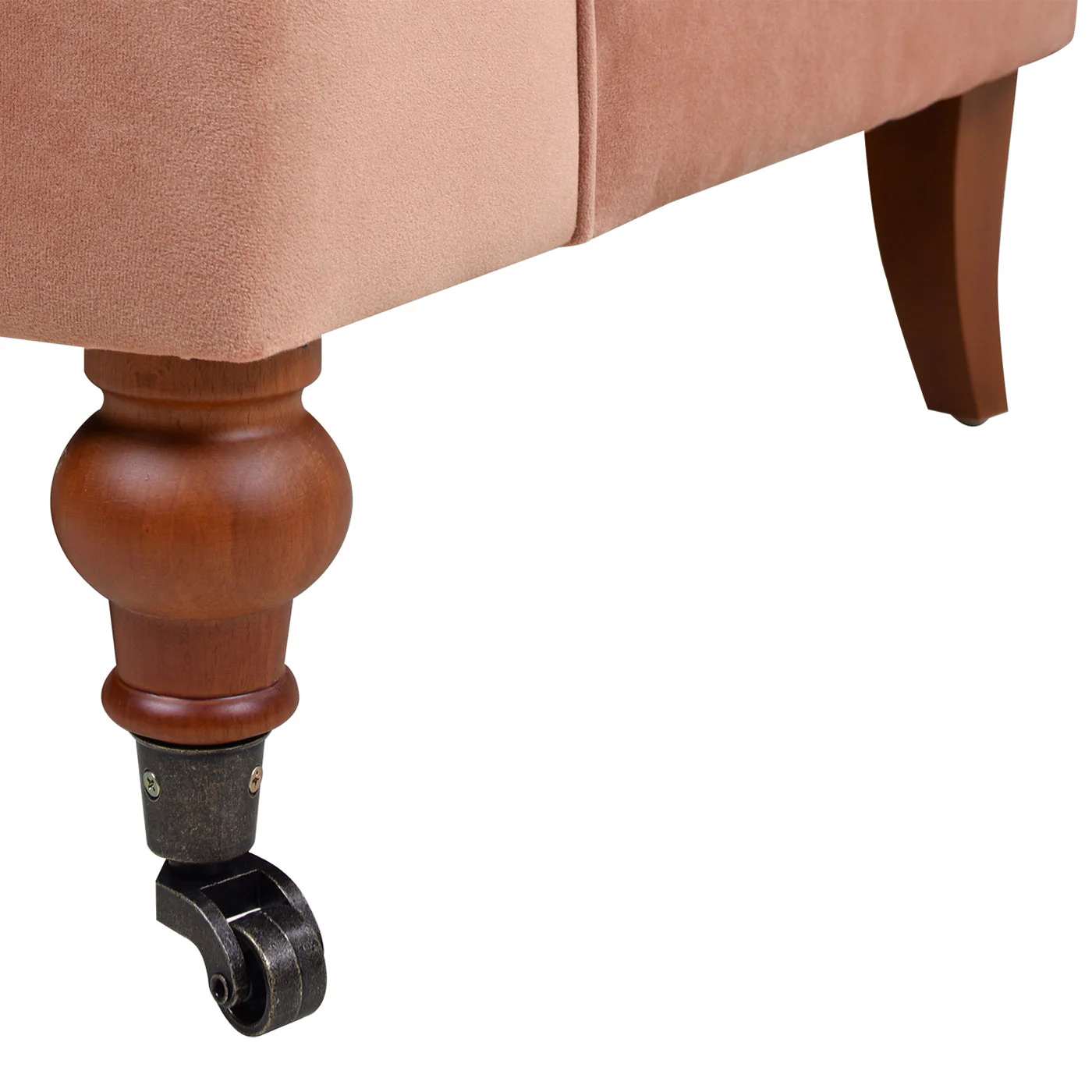 Alana 38" Lawson Accent Arm Chair Metal Casters, Peach Orange Velvet - Image 4