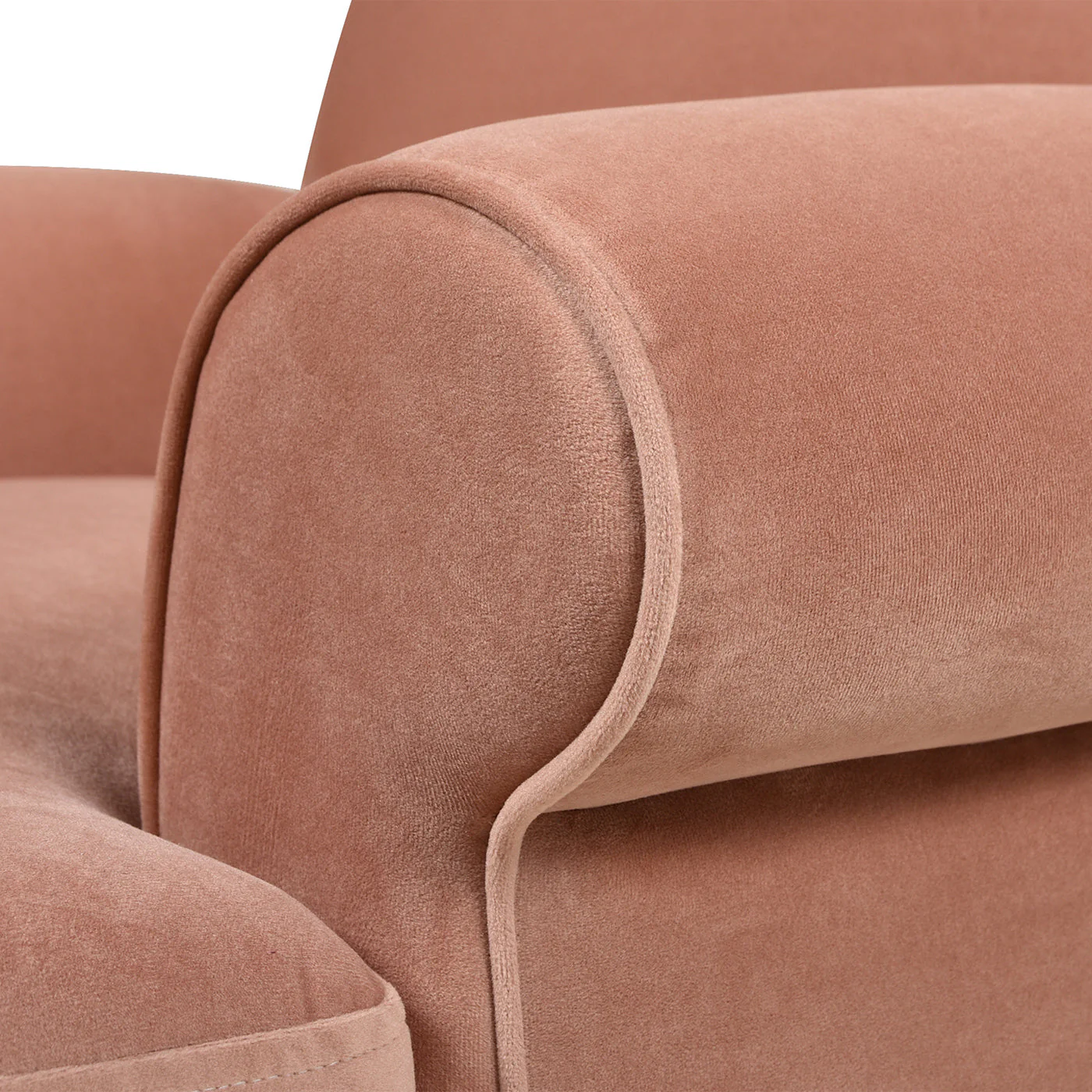 Alana 38" Lawson Accent Arm Chair Metal Casters, Peach Orange Velvet - Image 6