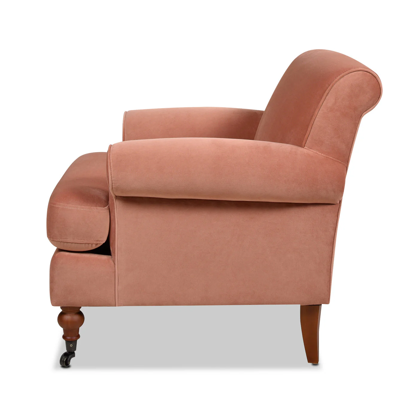 Alana 38" Lawson Accent Arm Chair Metal Casters, Peach Orange Velvet - Image 9
