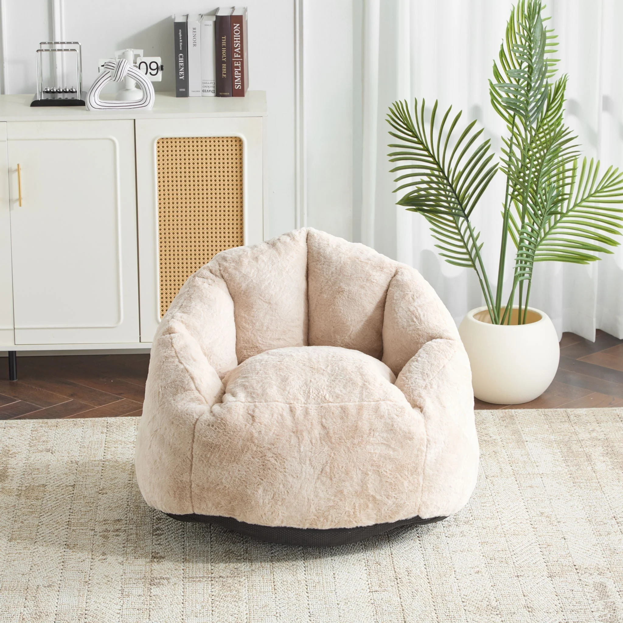 Albi Indoor Cozy Armchair Style Bean Bag - Beige - Image 3