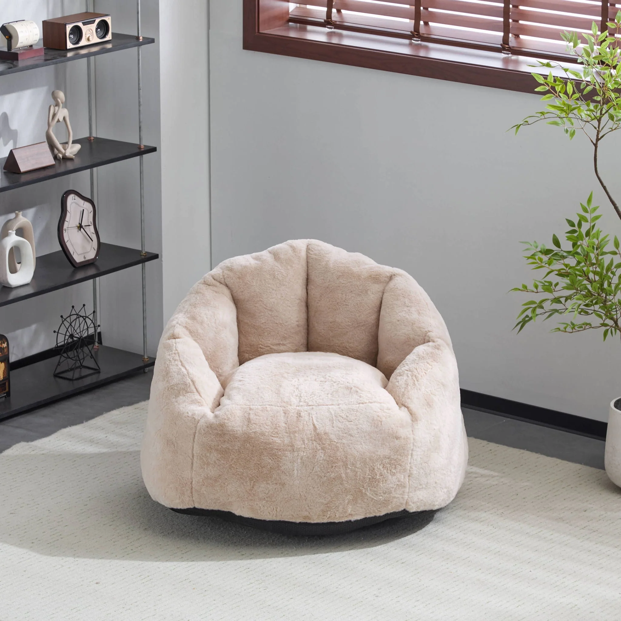 Albi Indoor Cozy Armchair Style Bean Bag - Beige - Image 4