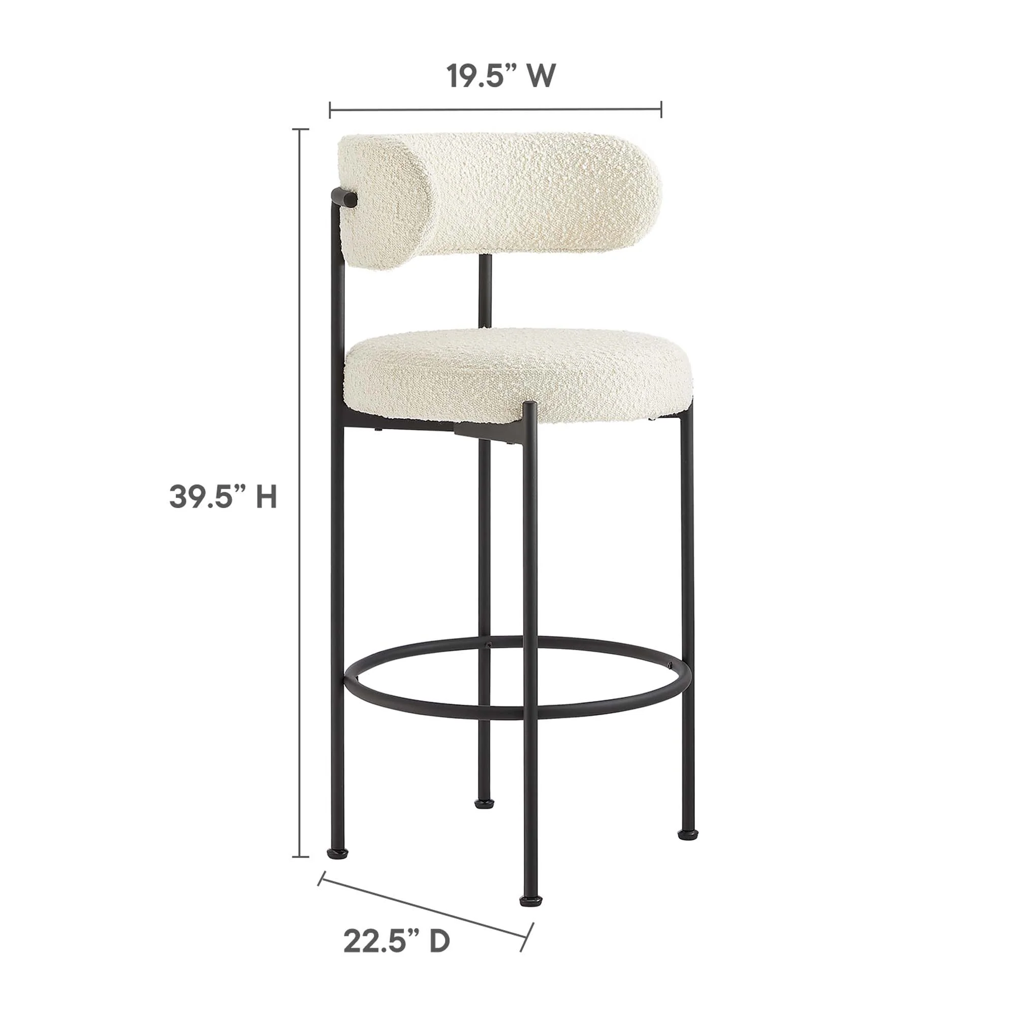 Albie Boucle Fabric Bar Stools Set of 2 by Modway - Image 3