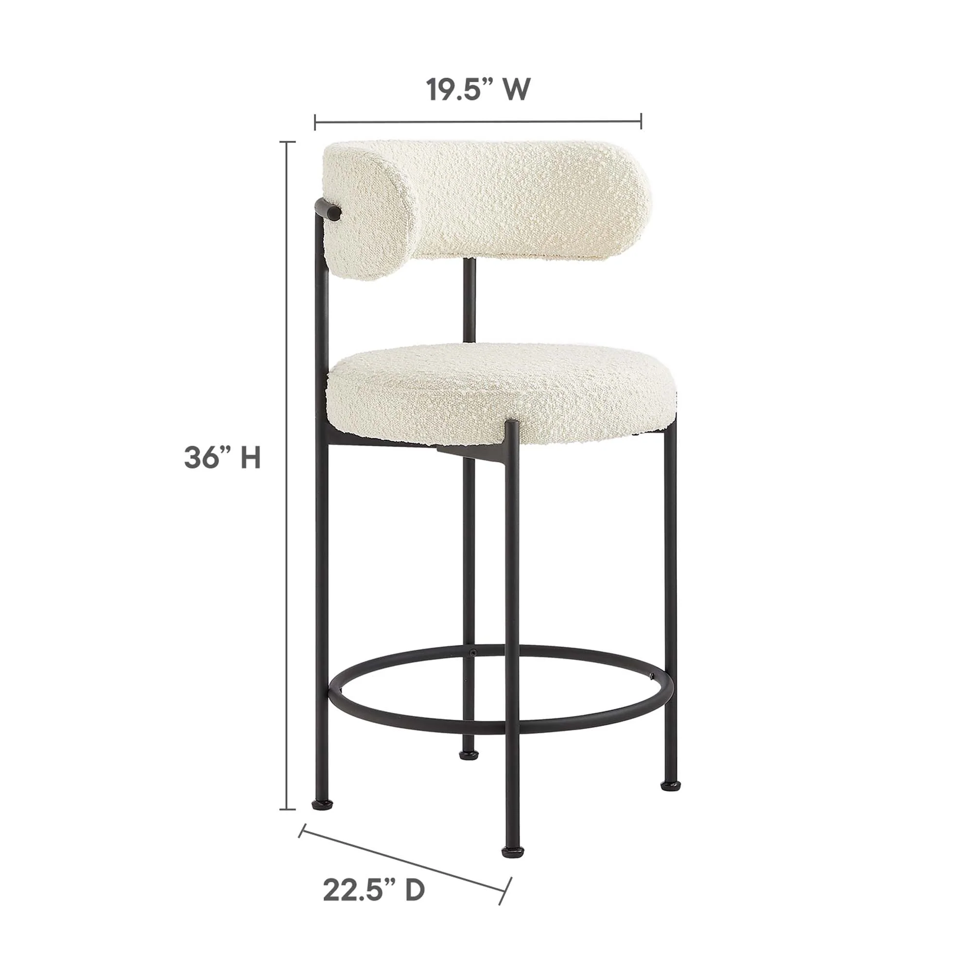 Albie Boucle Fabric Counter Stools Set of 2 by Modway - Image 3