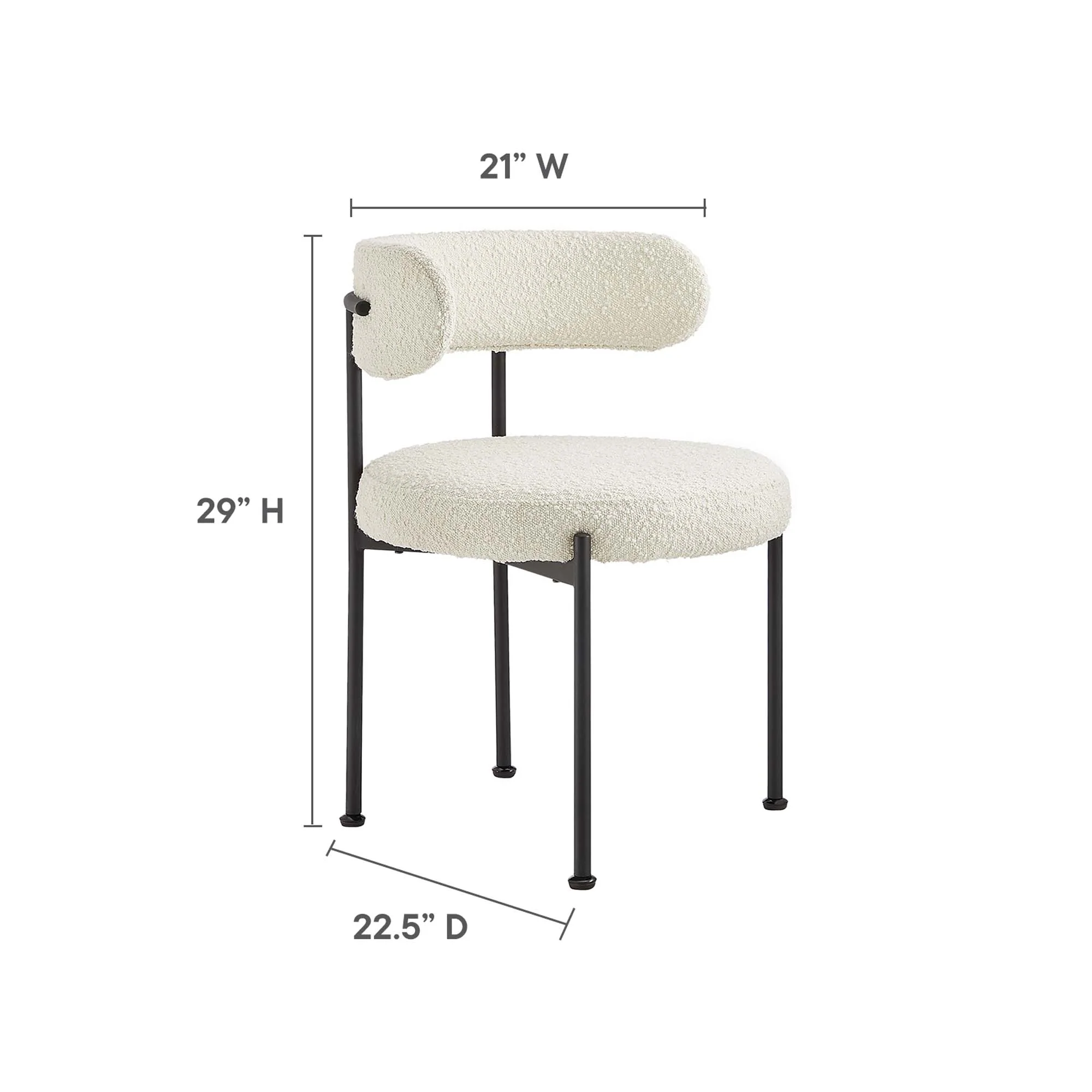 Albie Boucle Fabric Dining Chairs Set of 2 by Modway - Image 3