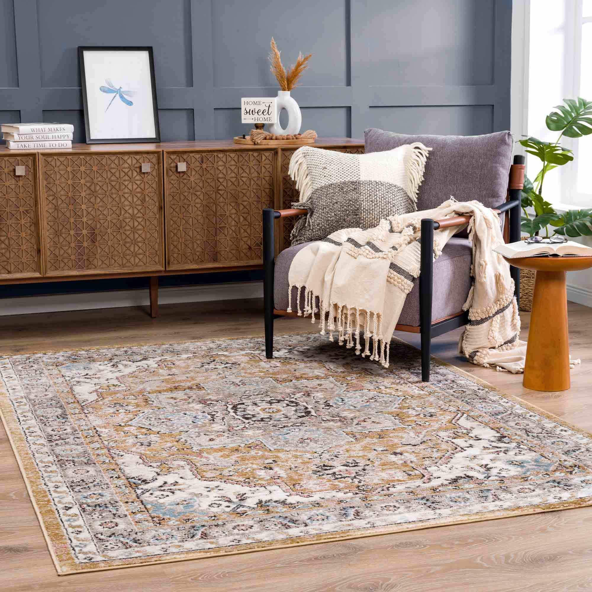 Albie Gold & Beige Area Rug - Clearance - Image 9