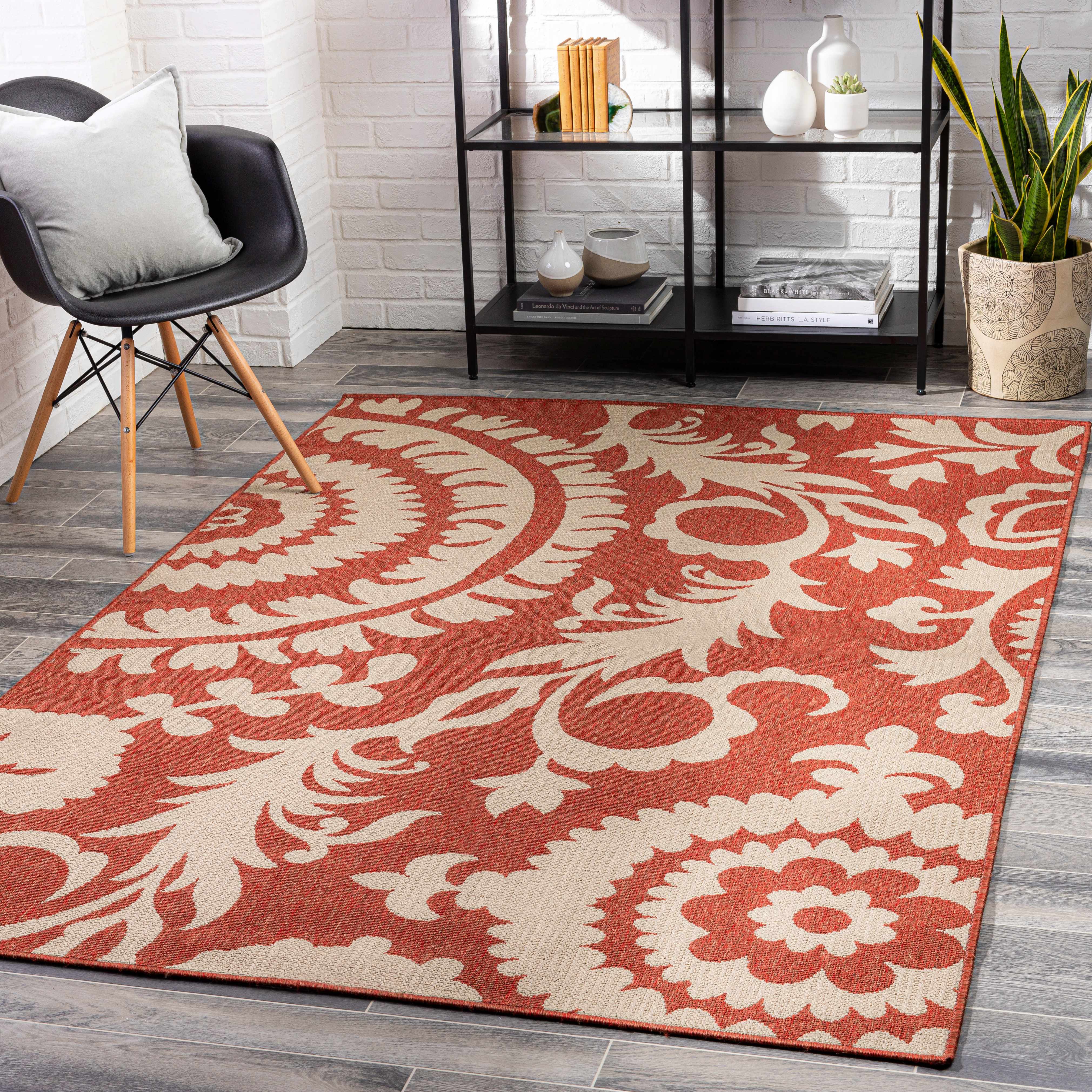 Alburnett Burnt Orange Floral Rug - Clearance - Image 2