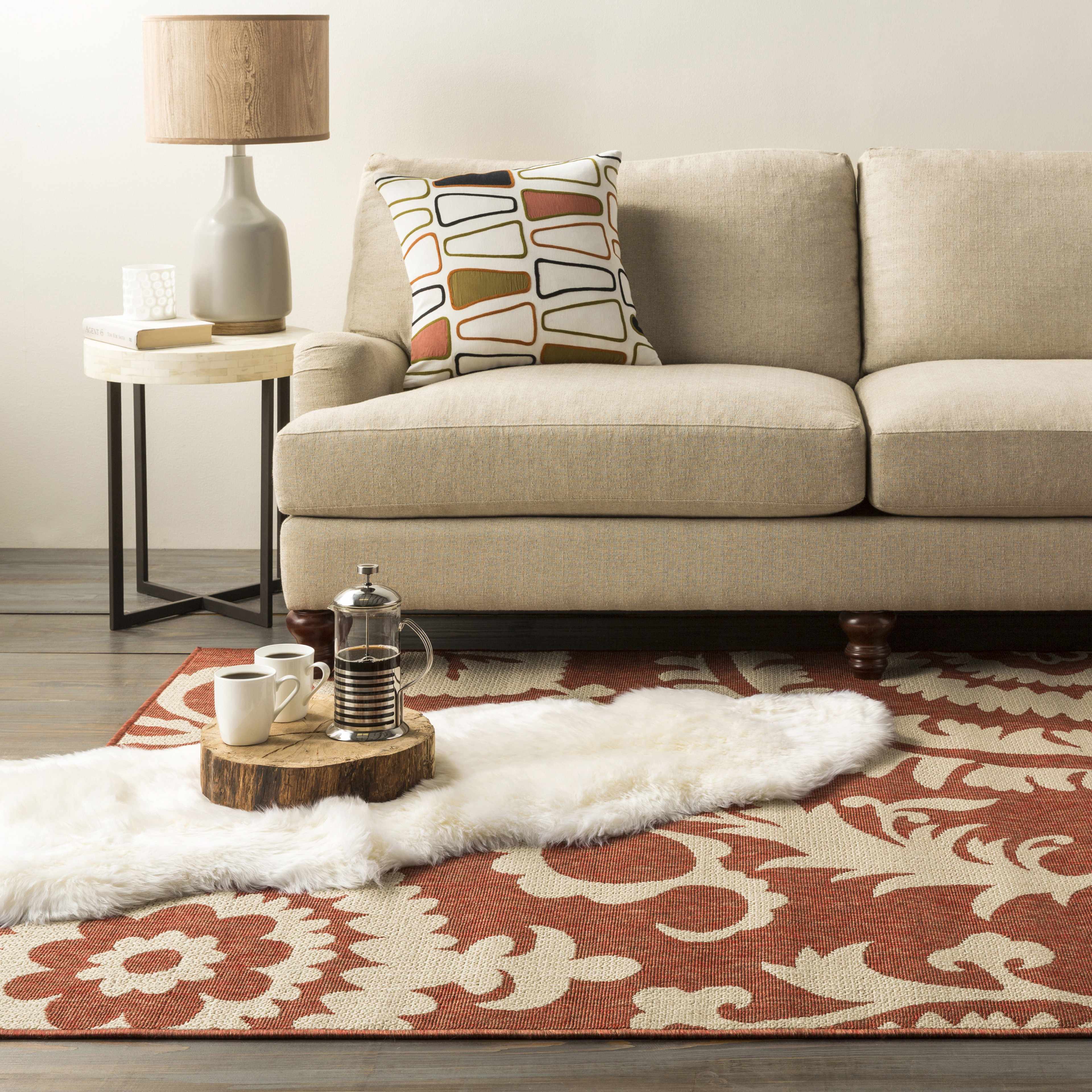 Alburnett Burnt Orange Floral Rug - Clearance - Image 4