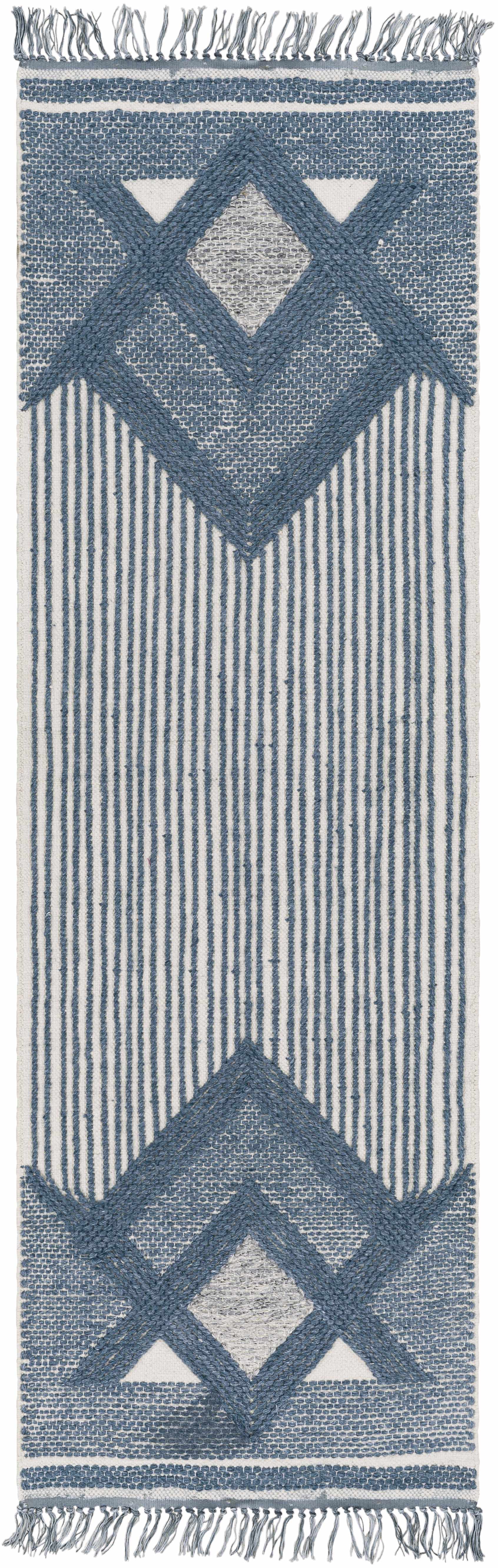 Aldbourne Blue Tassel Flatweave Wool Rug - Clearance - Image 3