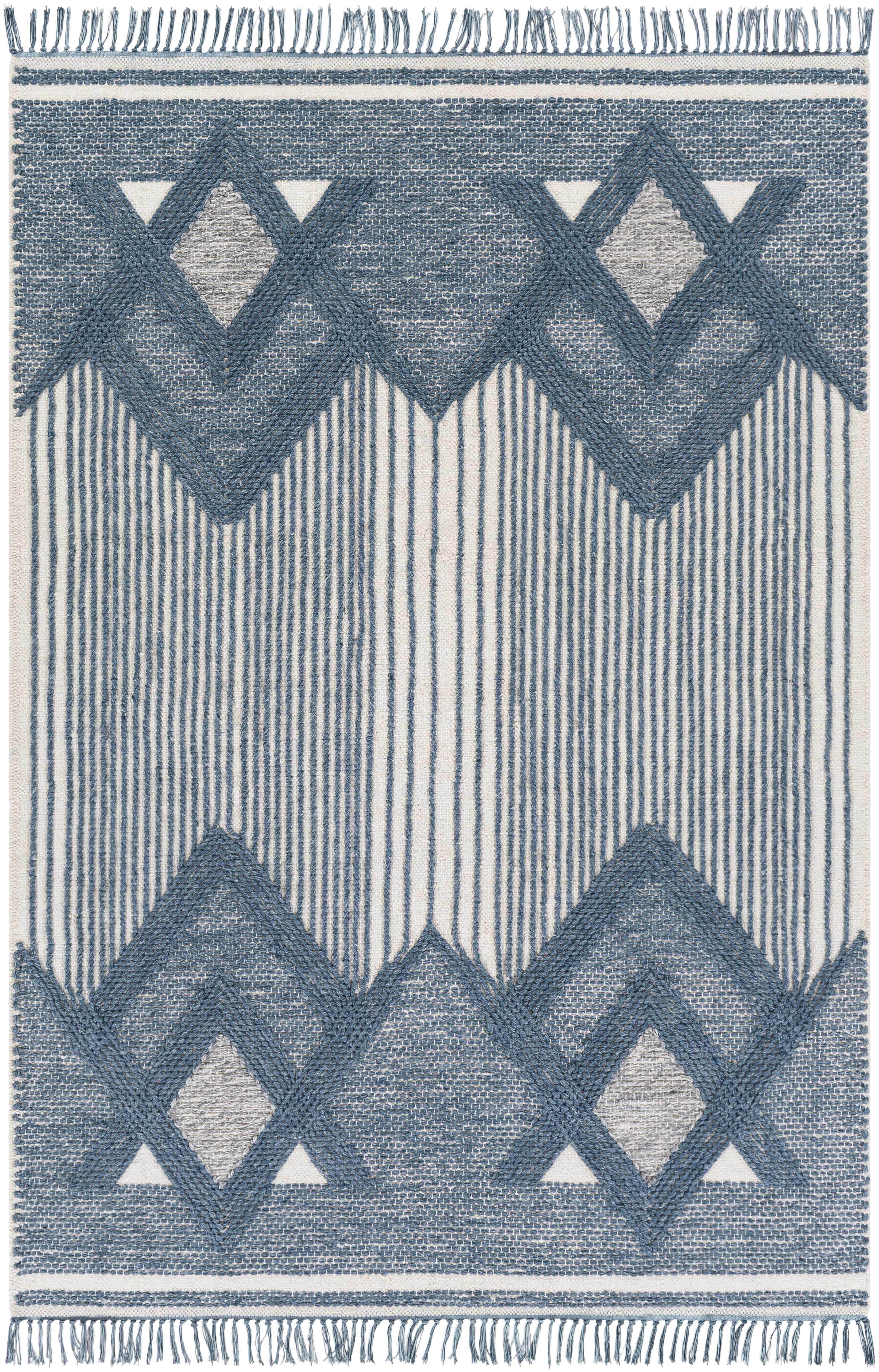 Aldbourne Blue Tassel Flatweave Wool Rug - Clearance - Image 9