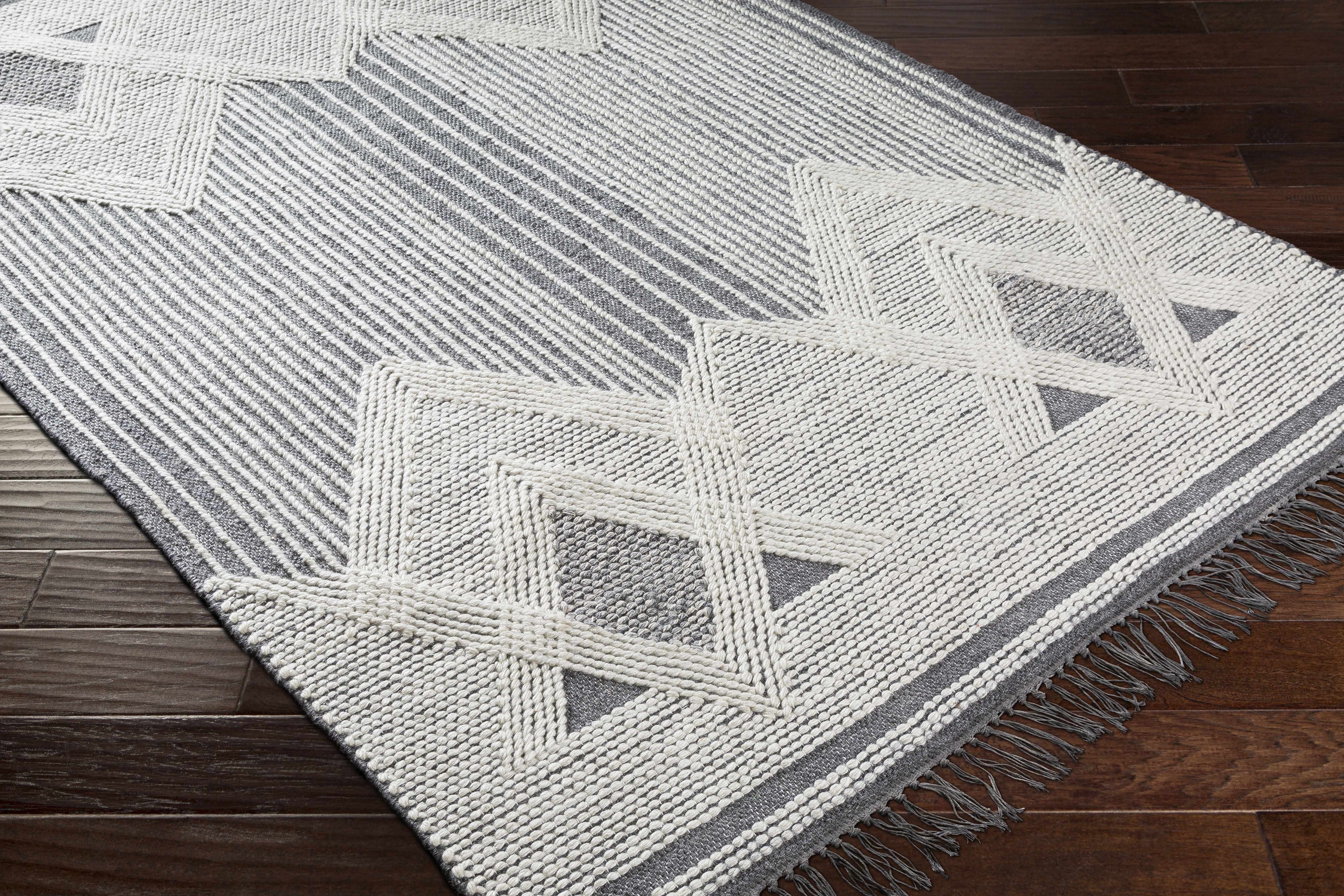 Aldbourne Gray Tassel Flatweave Wool Rug - Clearance - Image 3
