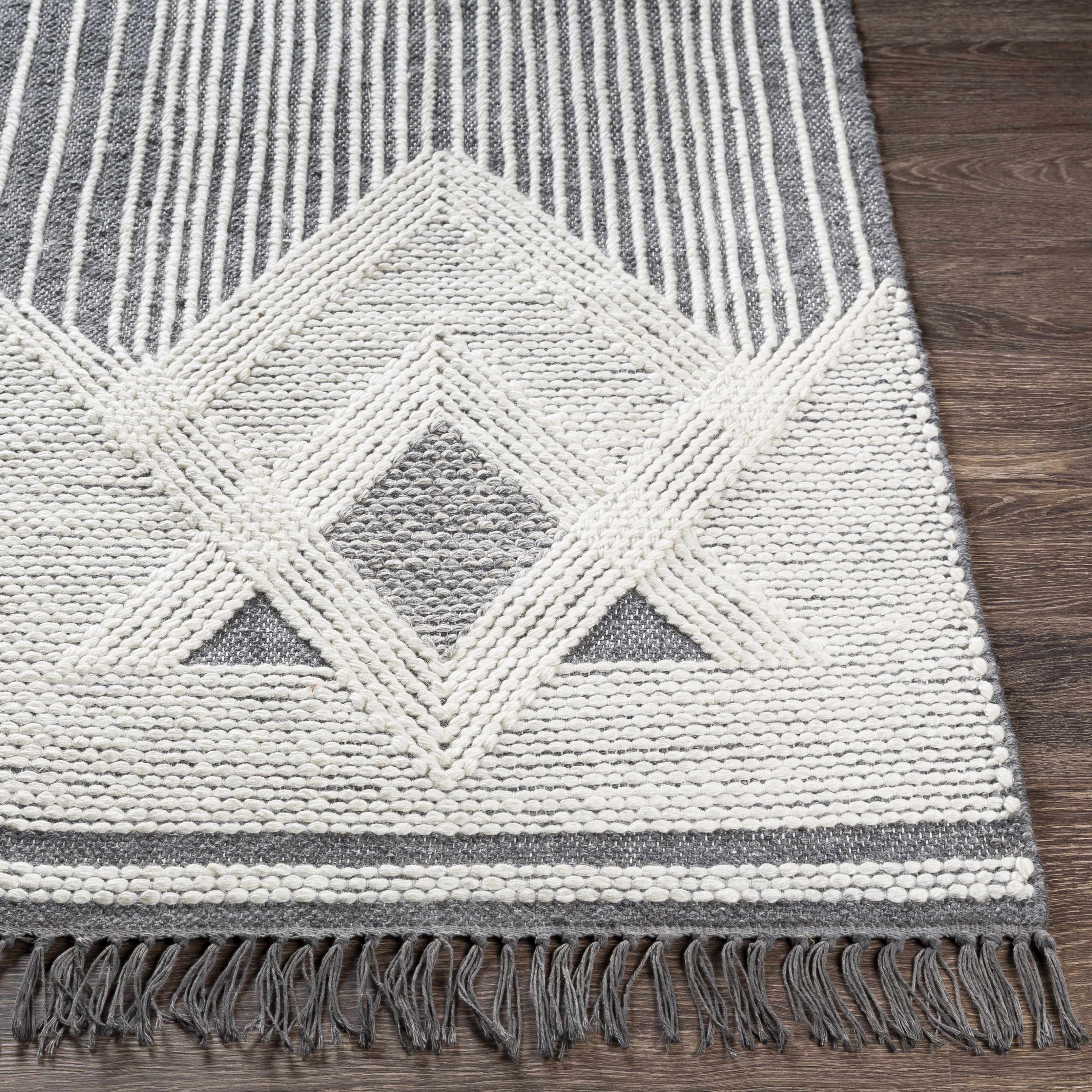 Aldbourne Gray Tassel Flatweave Wool Rug - Clearance - Image 5