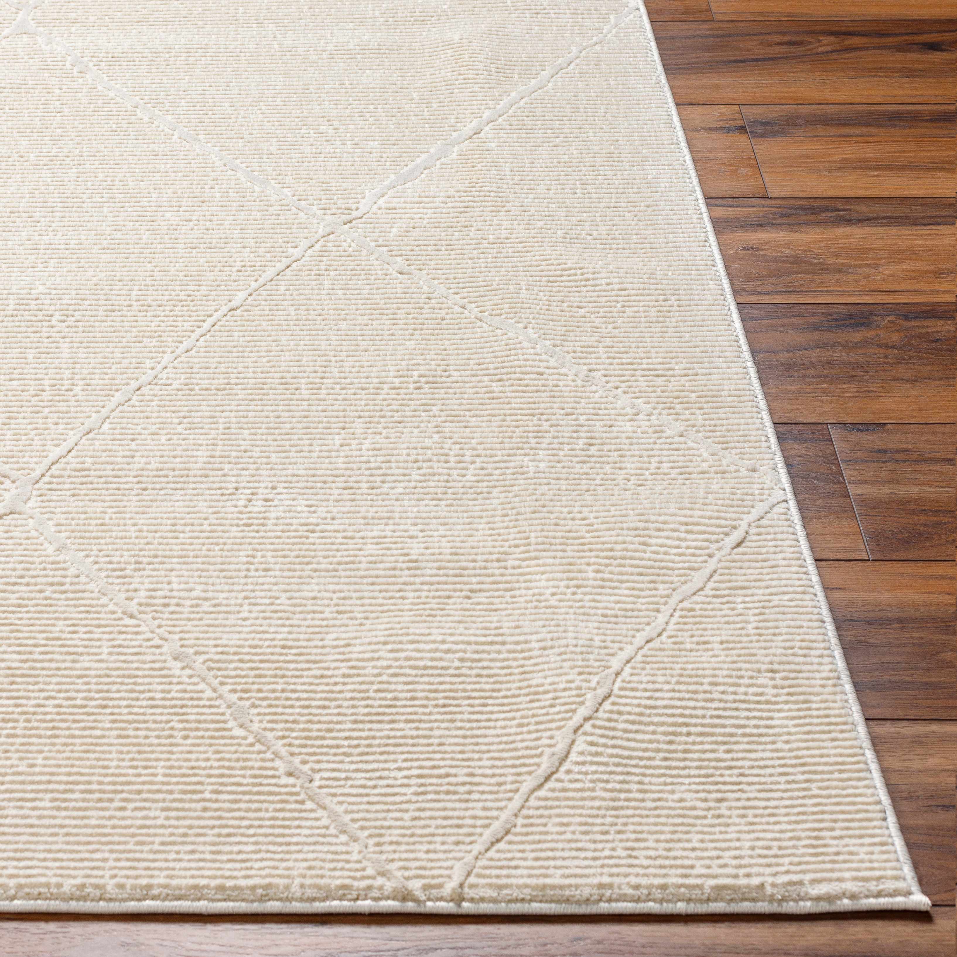 Aldis Cream Plush Textured Washable Rug - Image 5