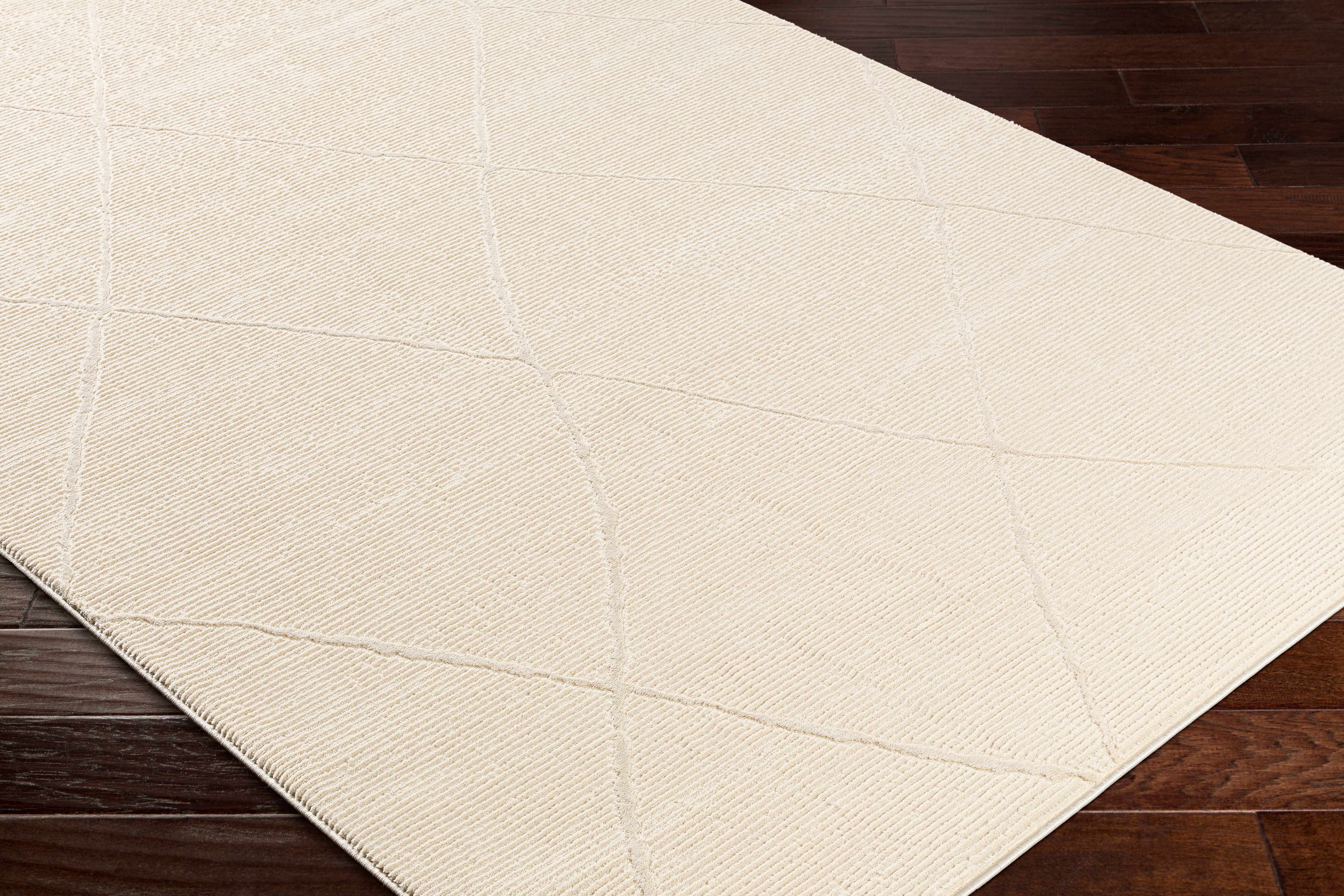 Aldis Cream Plush Textured Washable Rug - Image 6