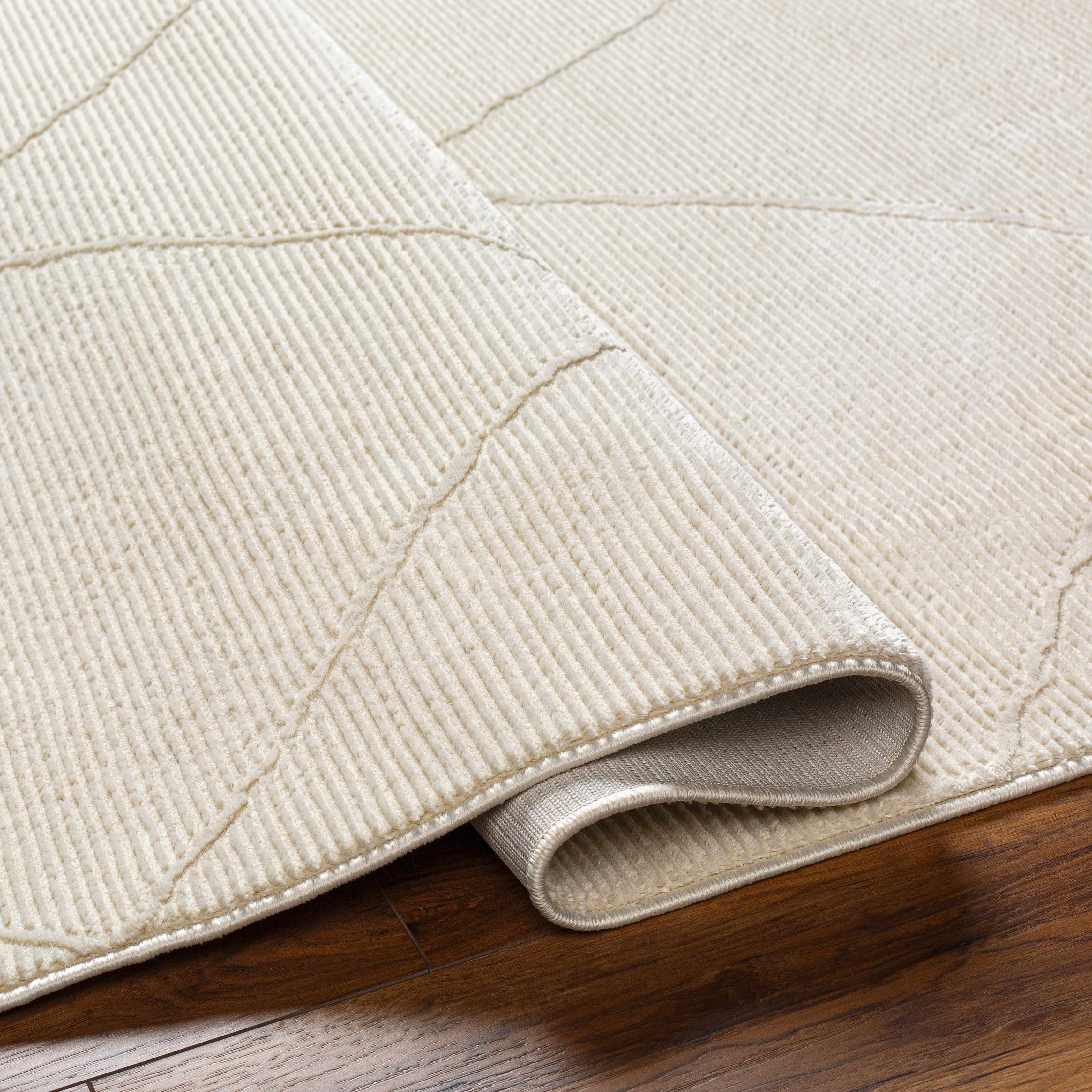 Aldis Cream Plush Textured Washable Rug - Image 7
