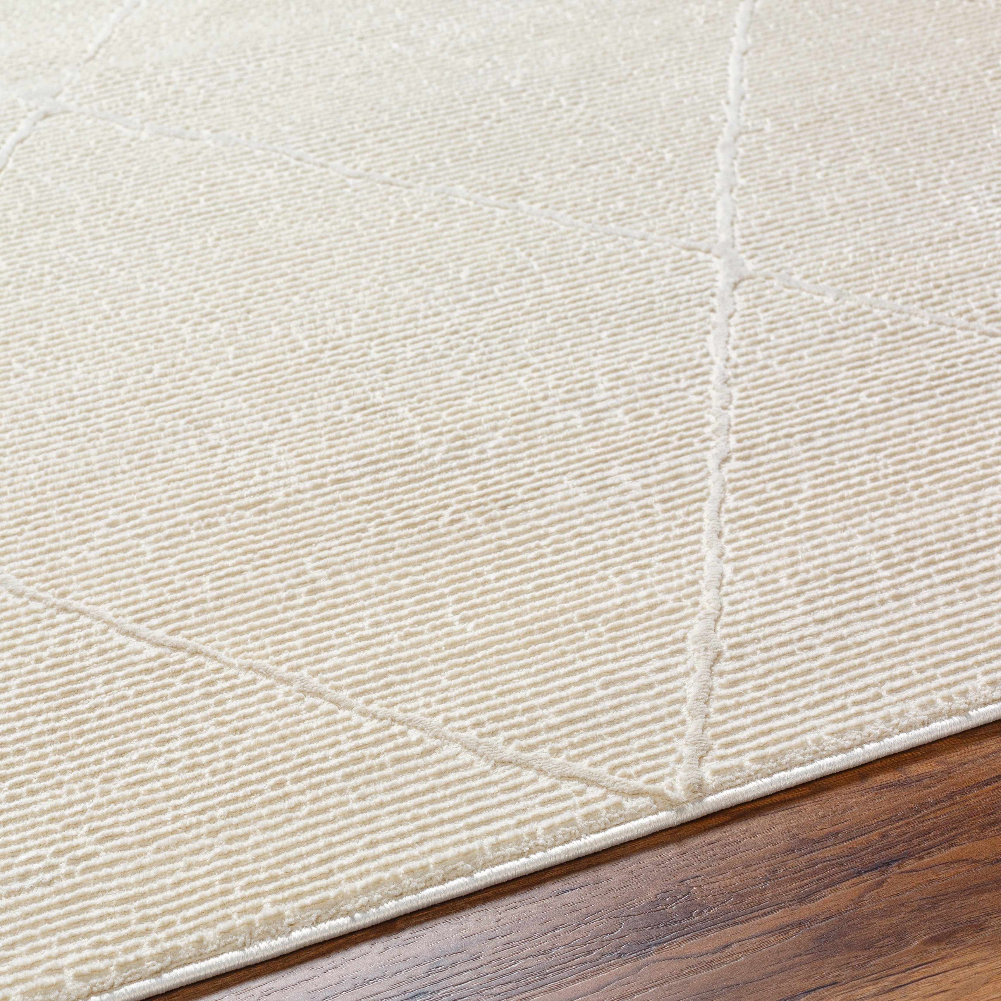 Aldis Cream Plush Textured Washable Rug - Image 8