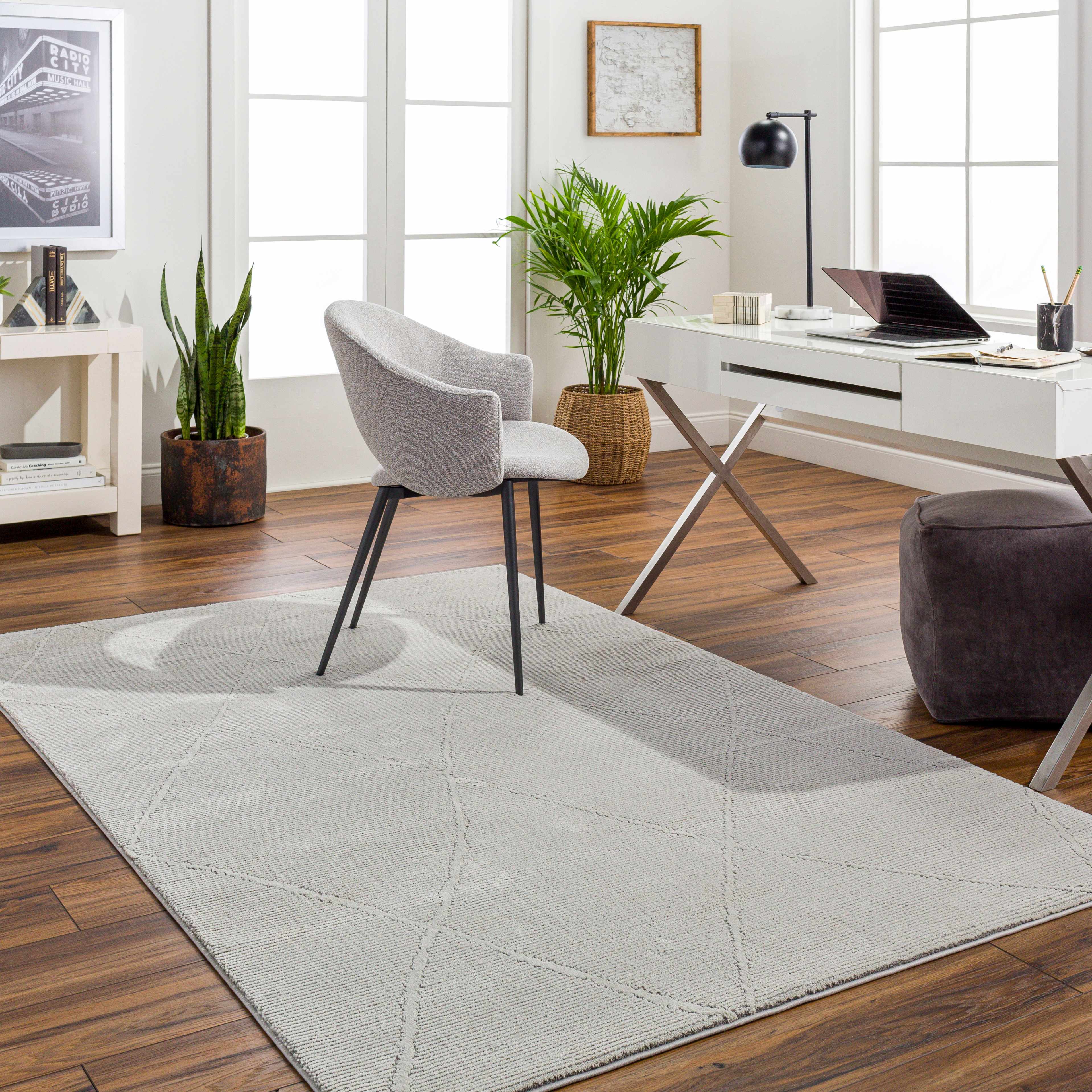 Aldis Grey Plush Textured Washable Rug  - Clearance - Image 2