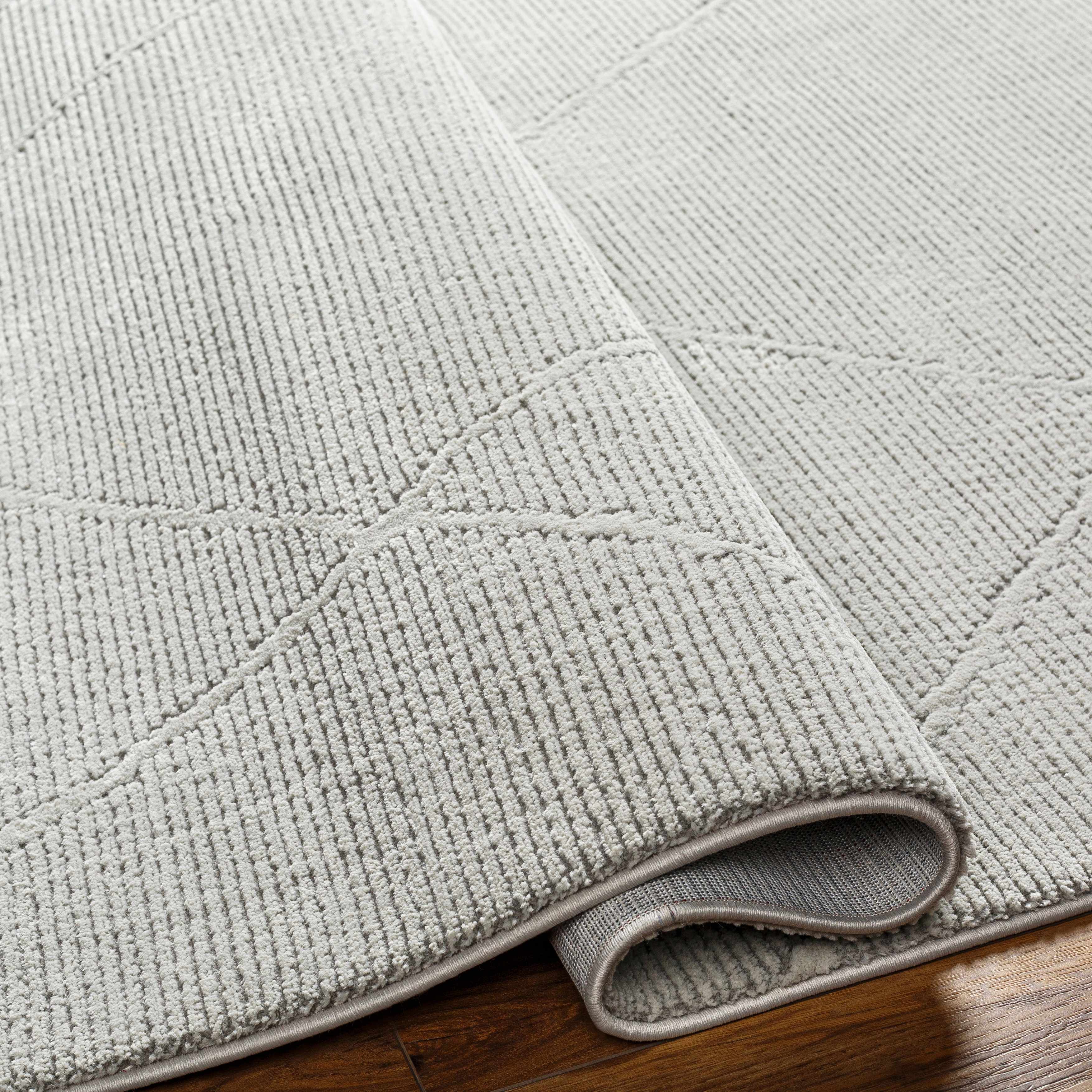 Aldis Grey Plush Textured Washable Rug  - Clearance - Image 8