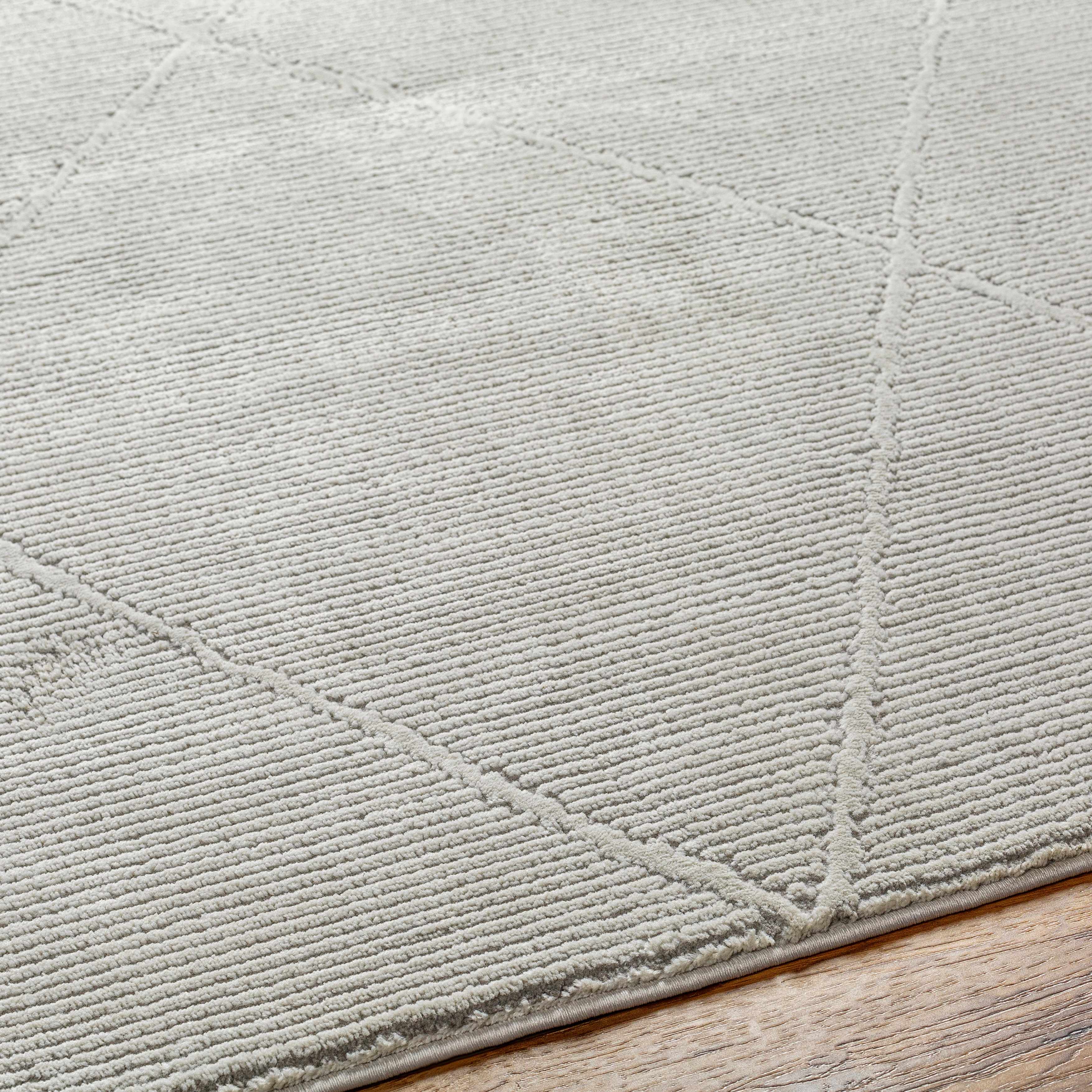 Aldis Grey Plush Textured Washable Rug  - Clearance - Image 9