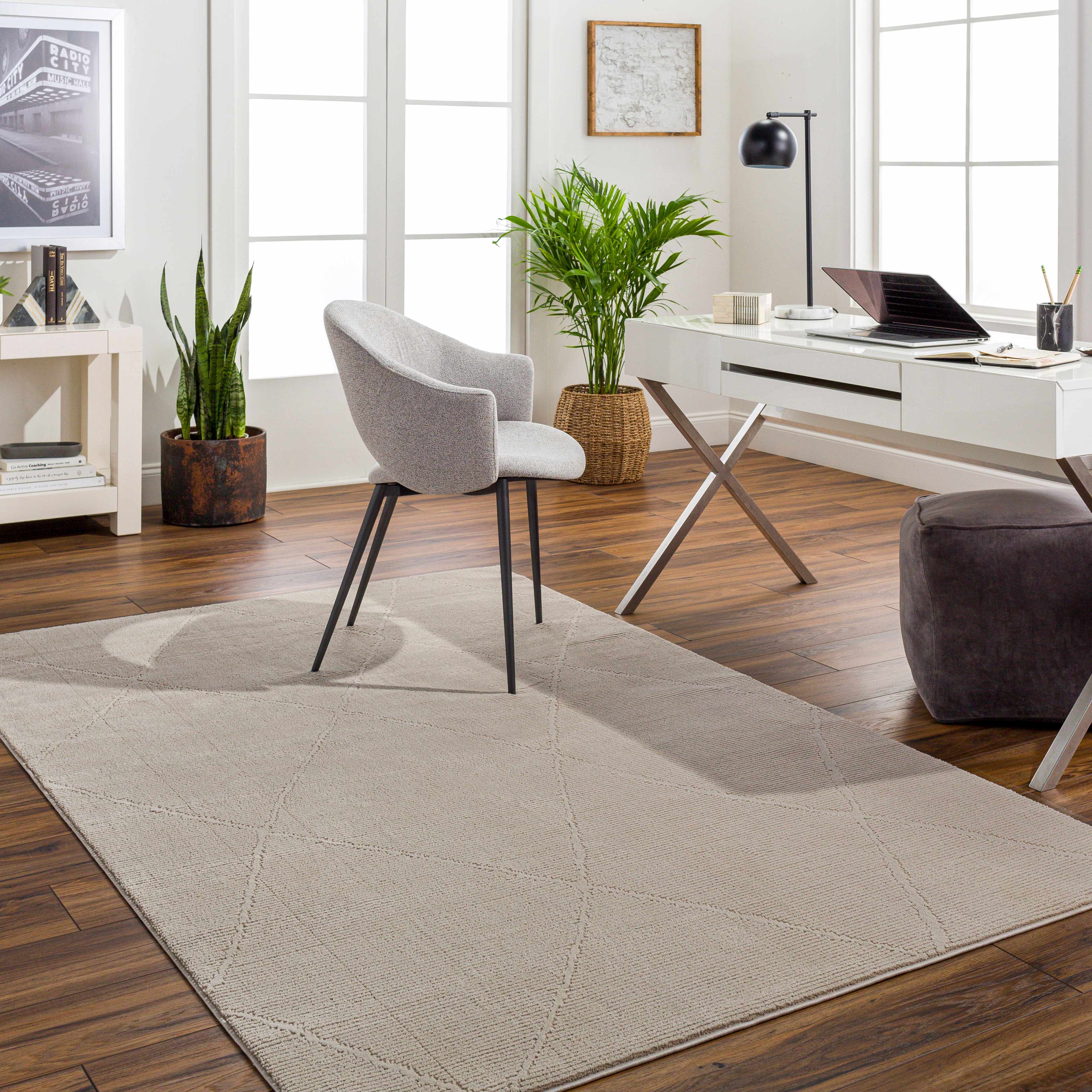 Aldis Tan Plush Textured Washable Rug  - Clearance - Image 2