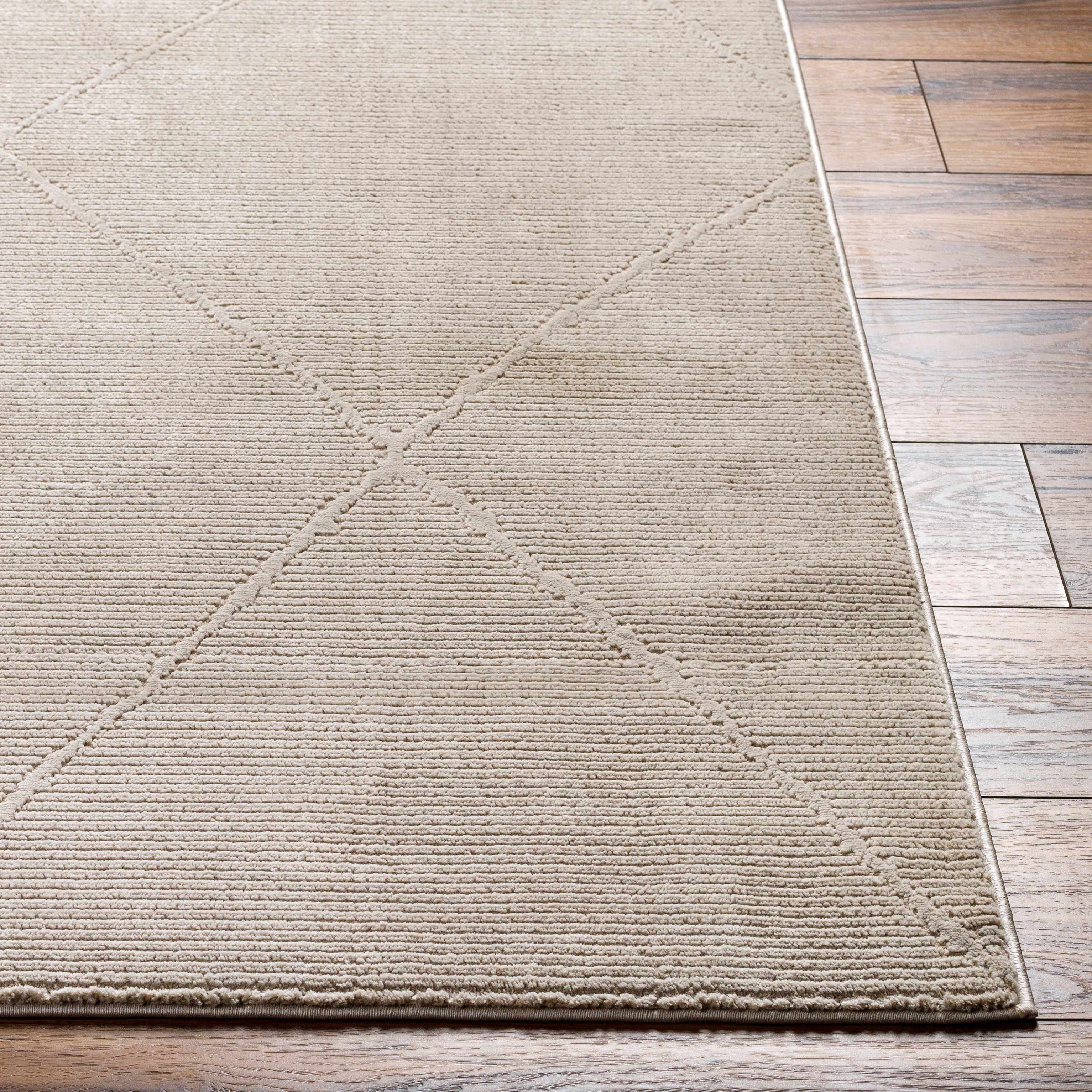 Aldis Tan Plush Textured Washable Rug  - Clearance - Image 6