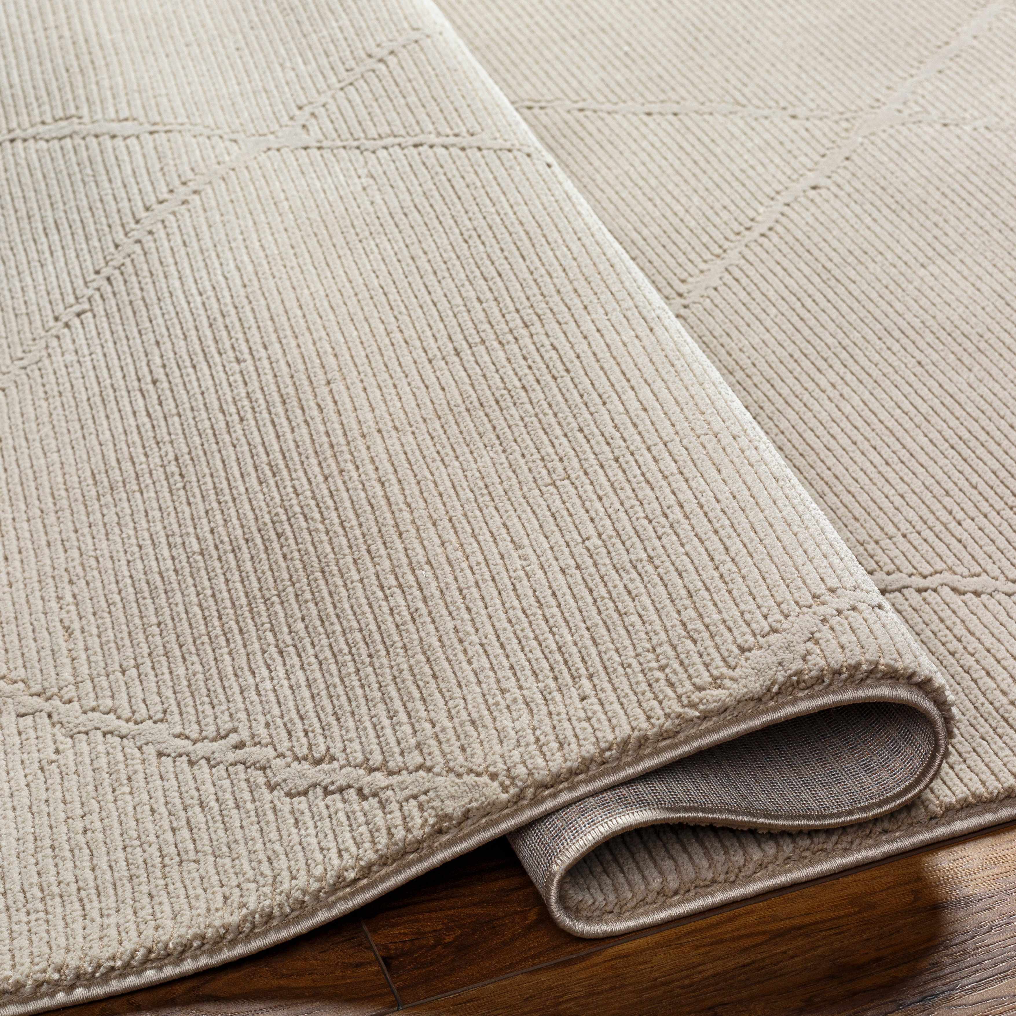 Aldis Tan Plush Textured Washable Rug  - Clearance - Image 8
