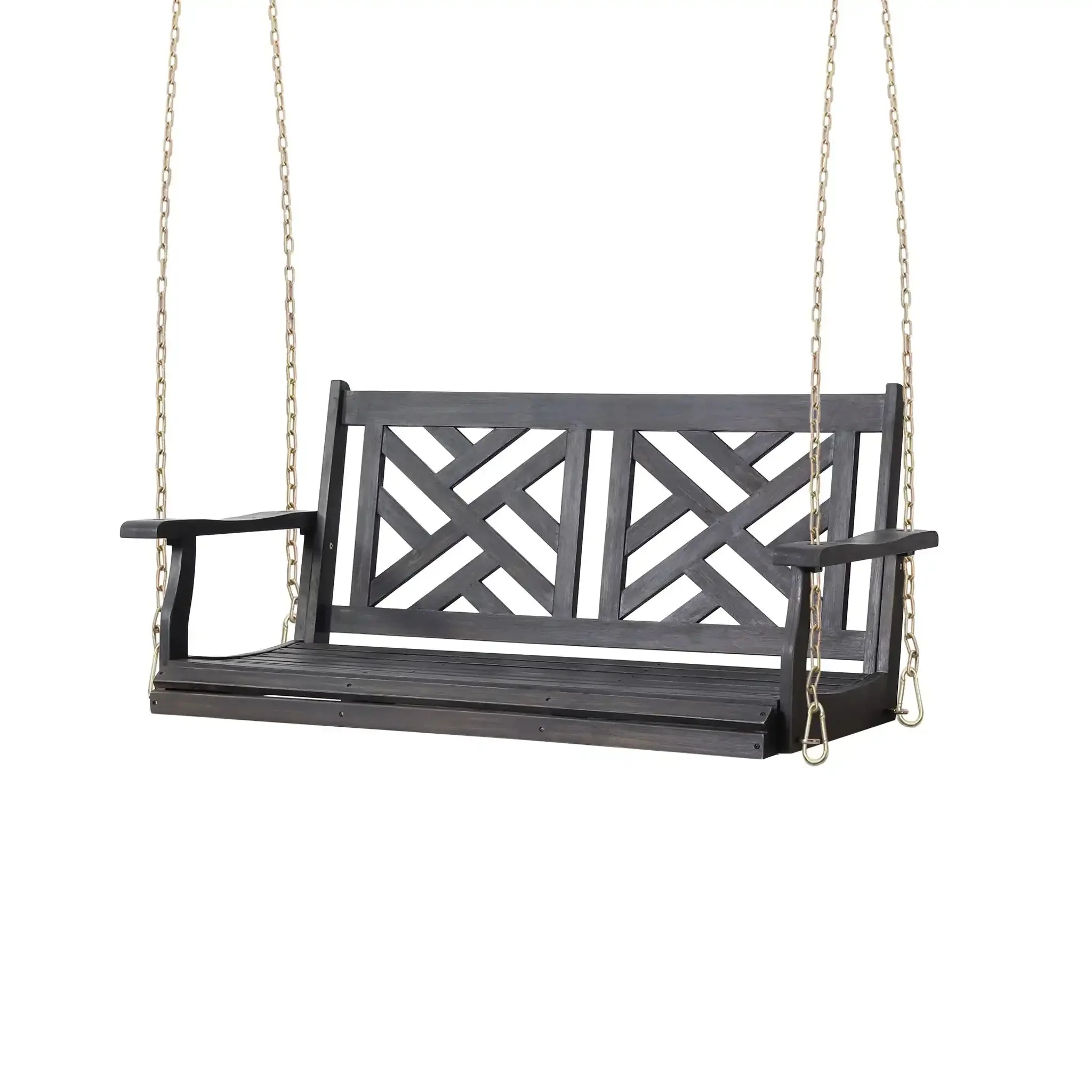 Alejandro - Acacia Wood Porch Swing With Slat Panel Seating - Image 2