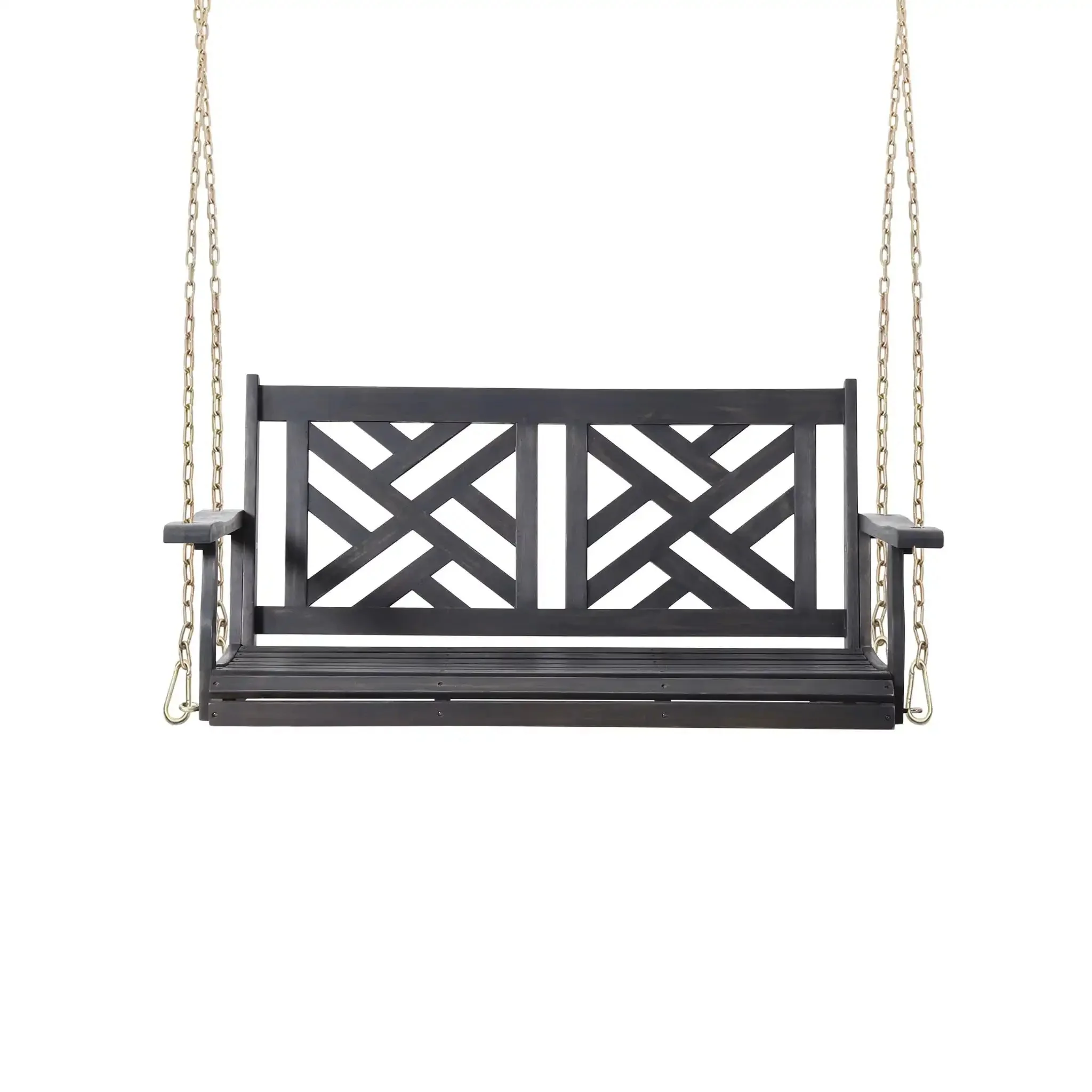 Alejandro - Acacia Wood Porch Swing With Slat Panel Seating - Image 7