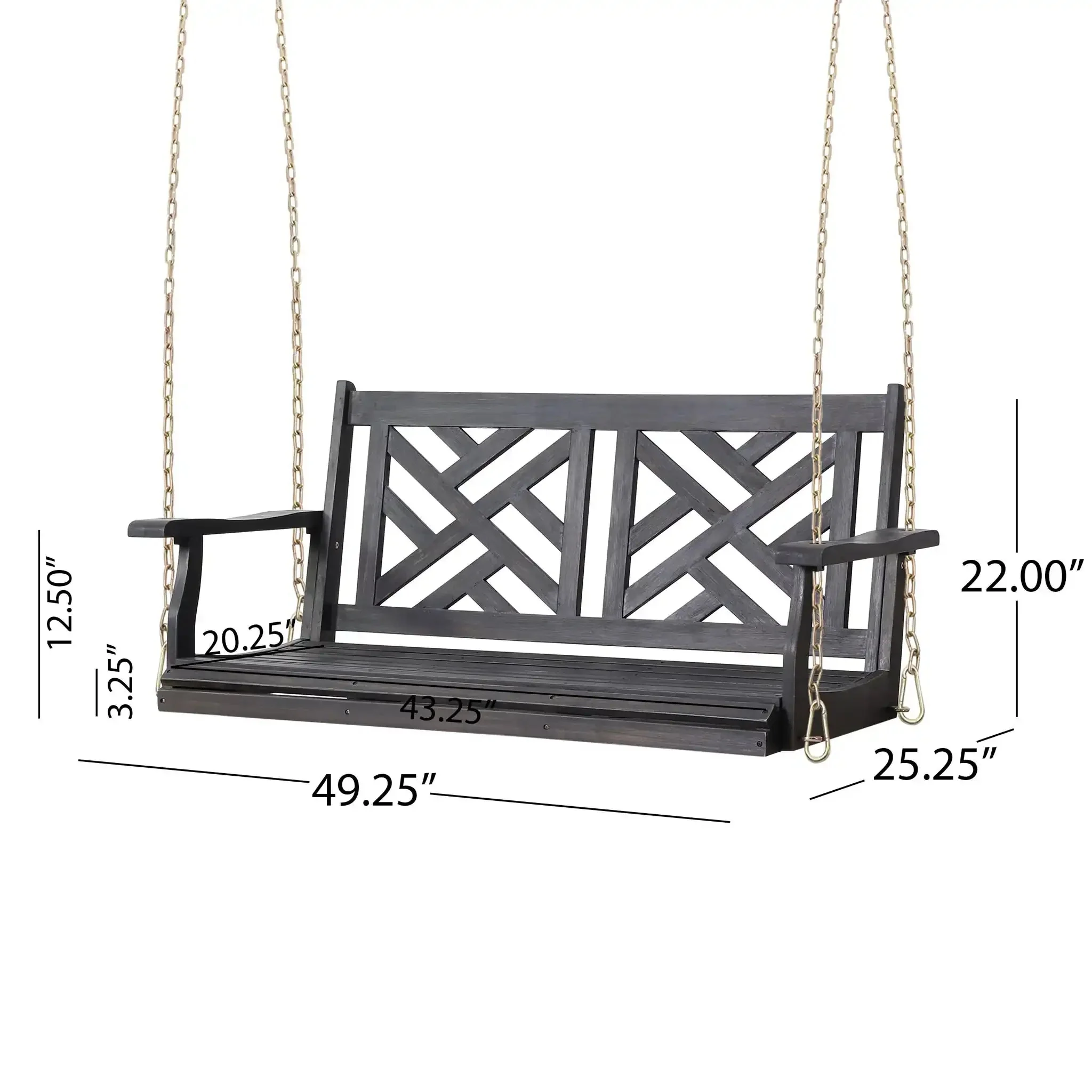 Alejandro - Acacia Wood Porch Swing With Slat Panel Seating - Image 8