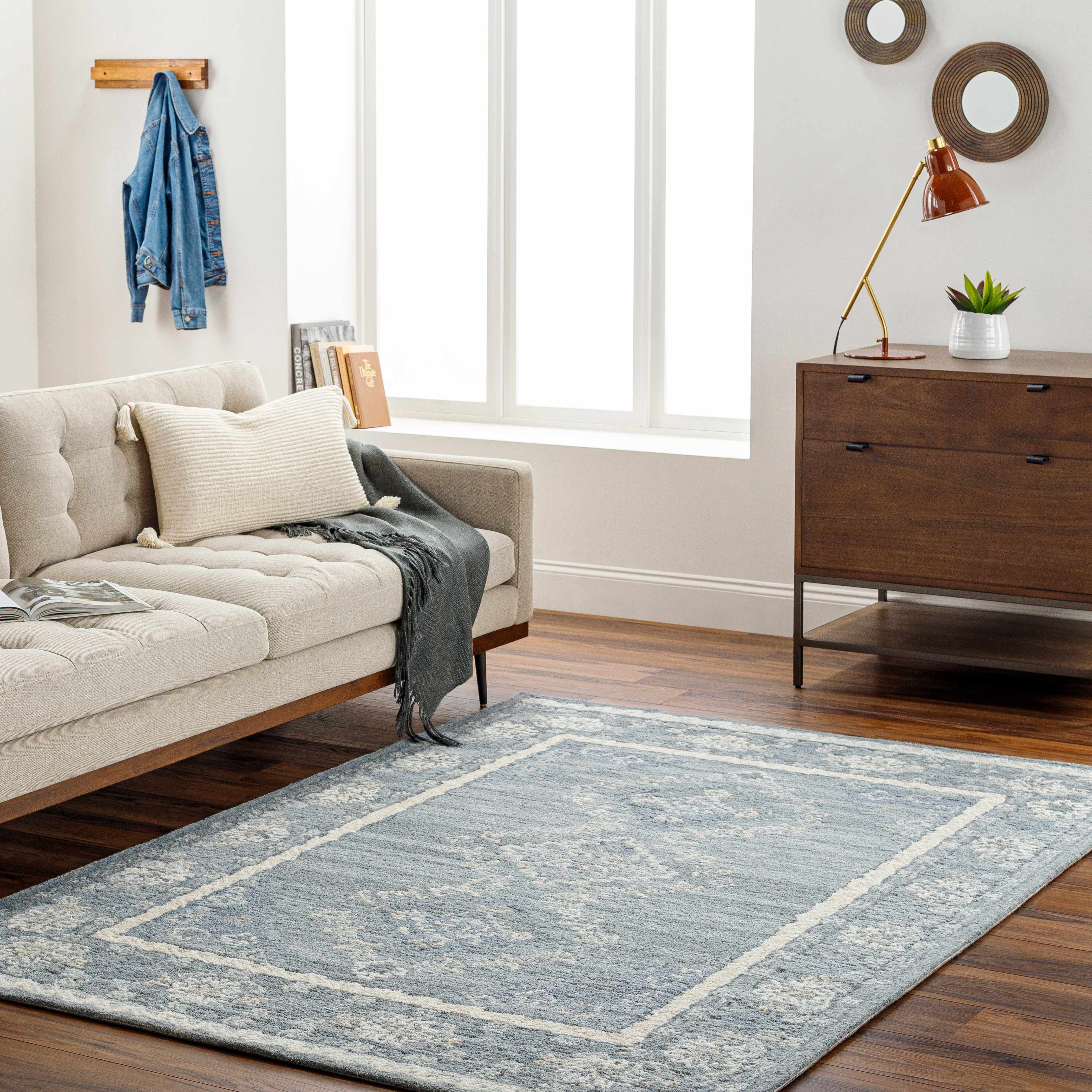 Alena Gray Blue Wool Blend Area Rug - Clearance - Image 2