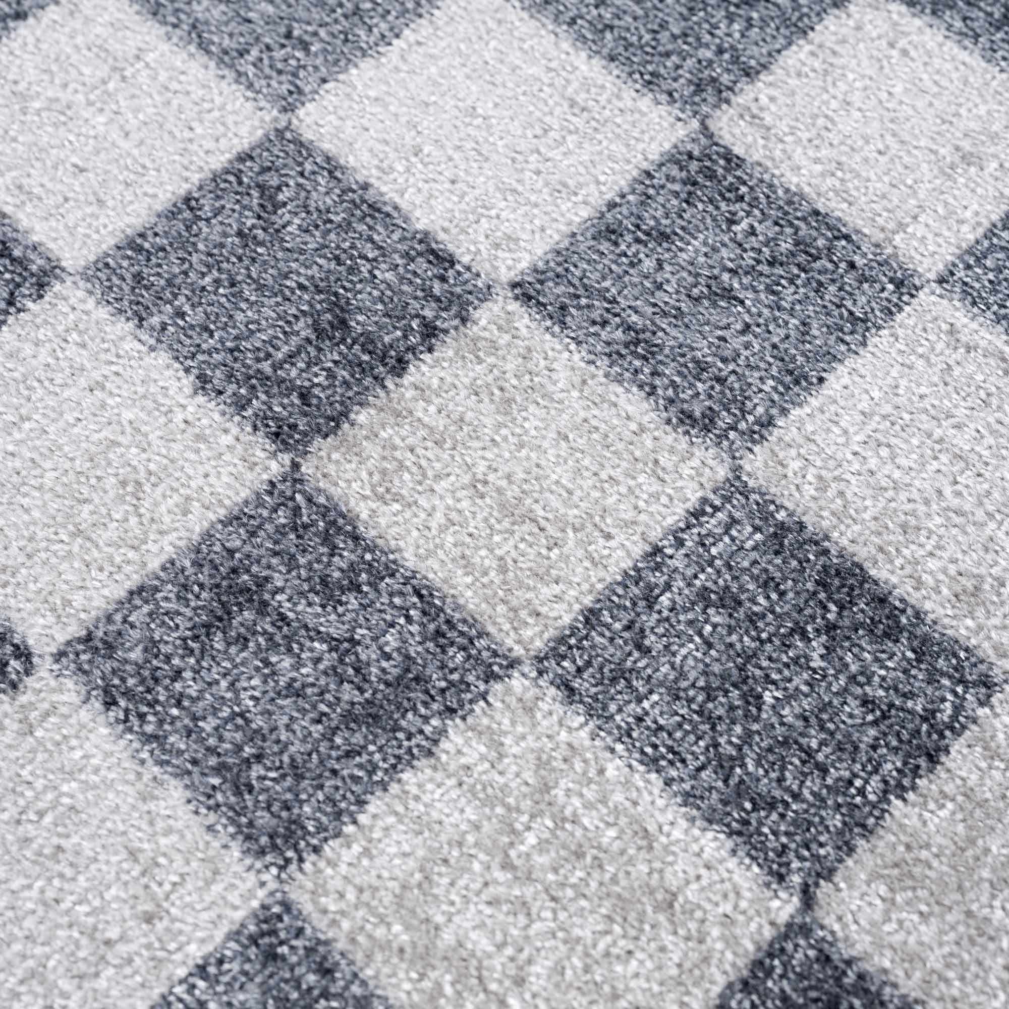Alie Blue Gray Checkered Washable Rug - Image 15
