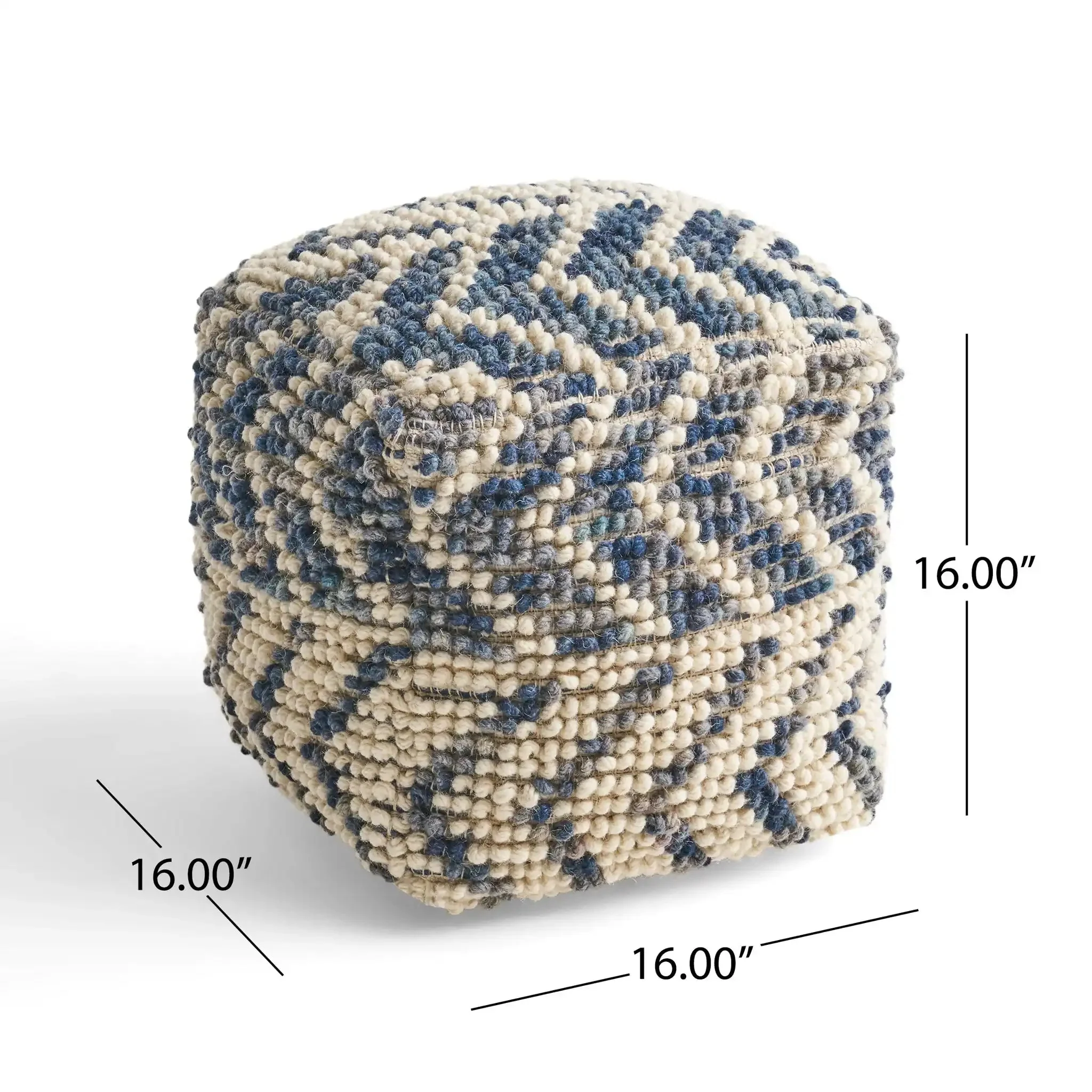 Alina Wool and Cotton Pouf - Natural - Image 3