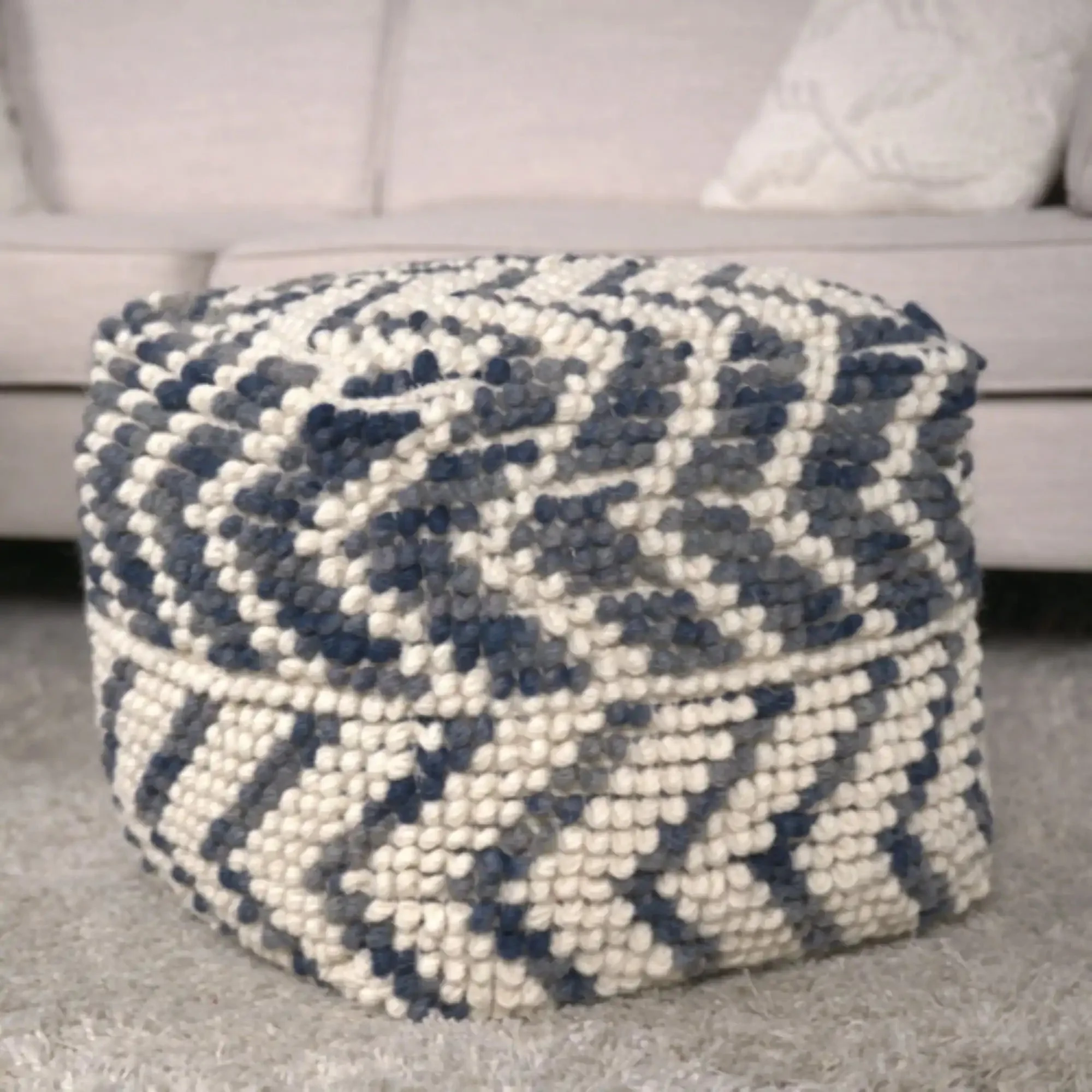 Alina Wool and Cotton Pouf - Natural - Image 6