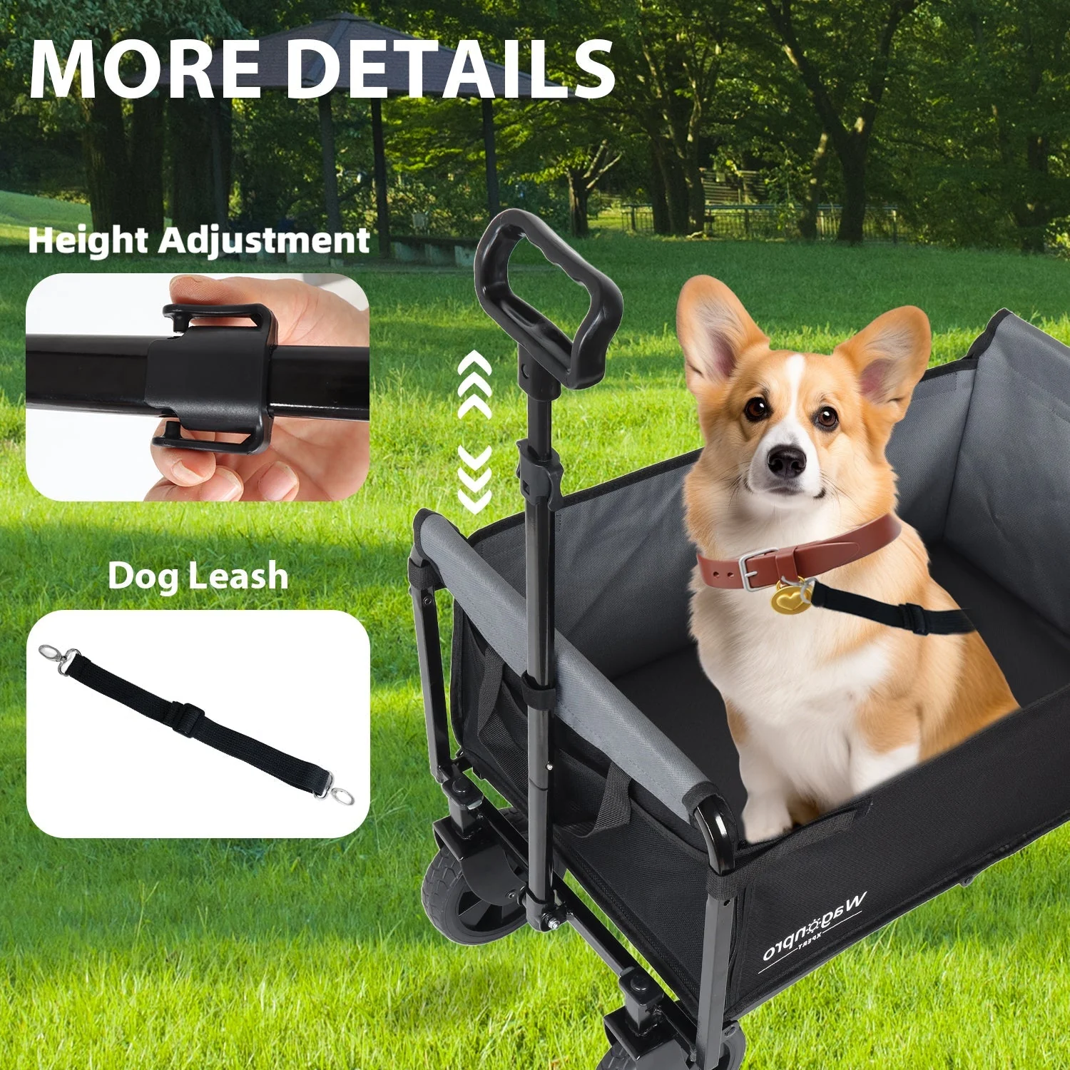 All-in-One Convertible Folding 4-Wheel Trolley with Bench Seat and Dog Leash - Image 2