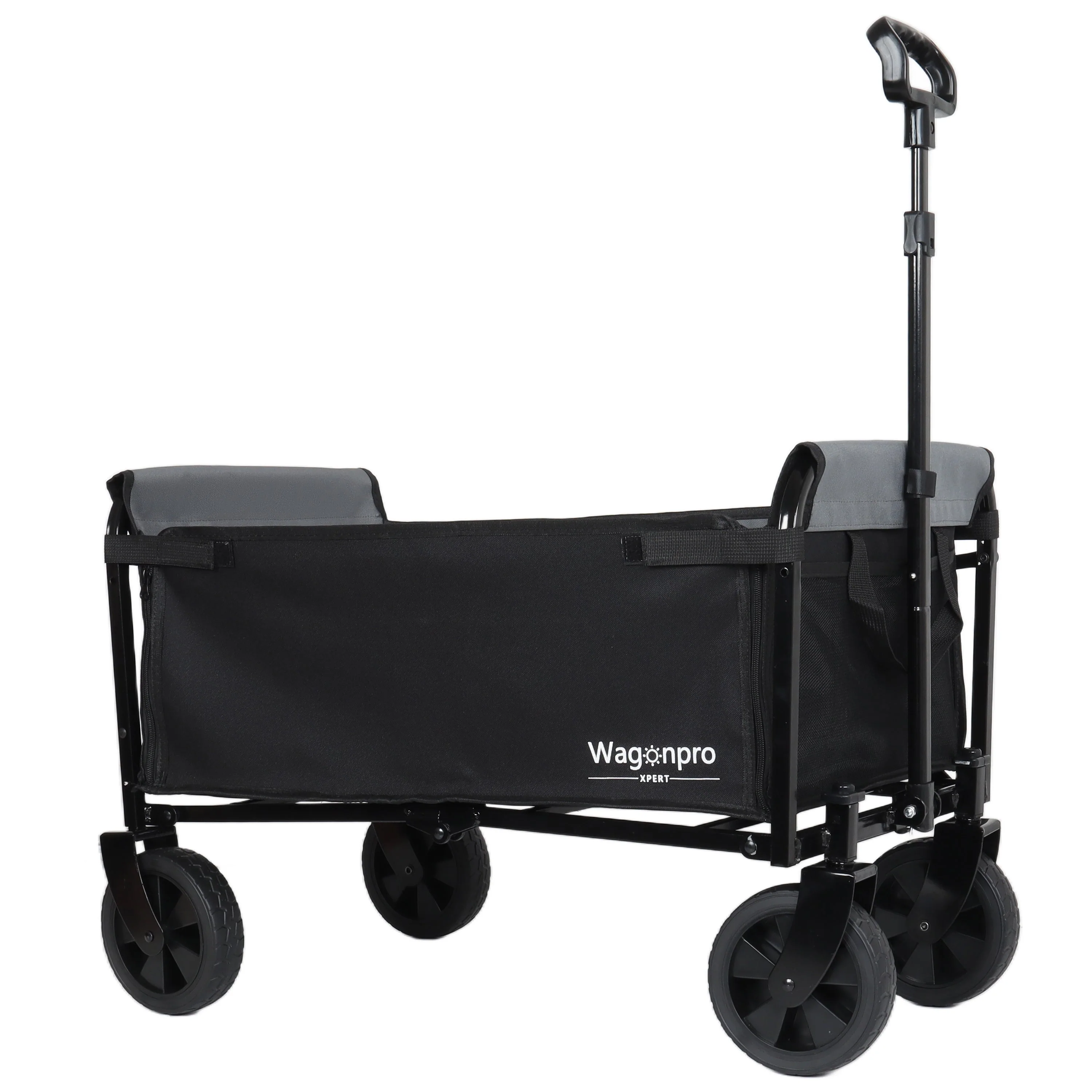 All-in-One Convertible Folding 4-Wheel Trolley with Bench Seat and Dog Leash - Image 5